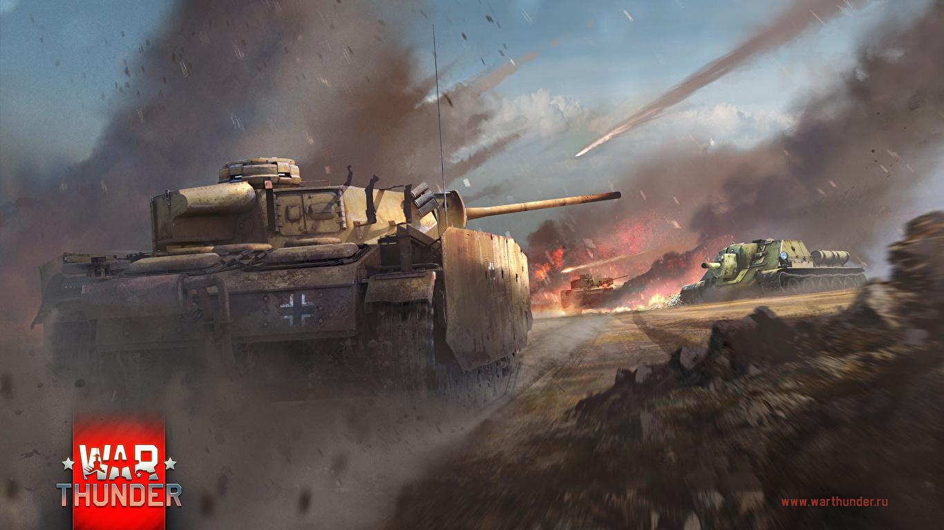 壁紙 1366x768 War Thunder 戦車 Su 122 Vs Panzer Iiim ゲーム ダウンロード 写真