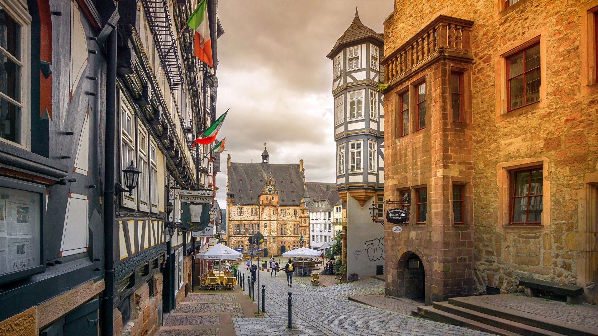 Desktop Wallpapers Germany Marburg, Hessen Street Cities 1920x1080