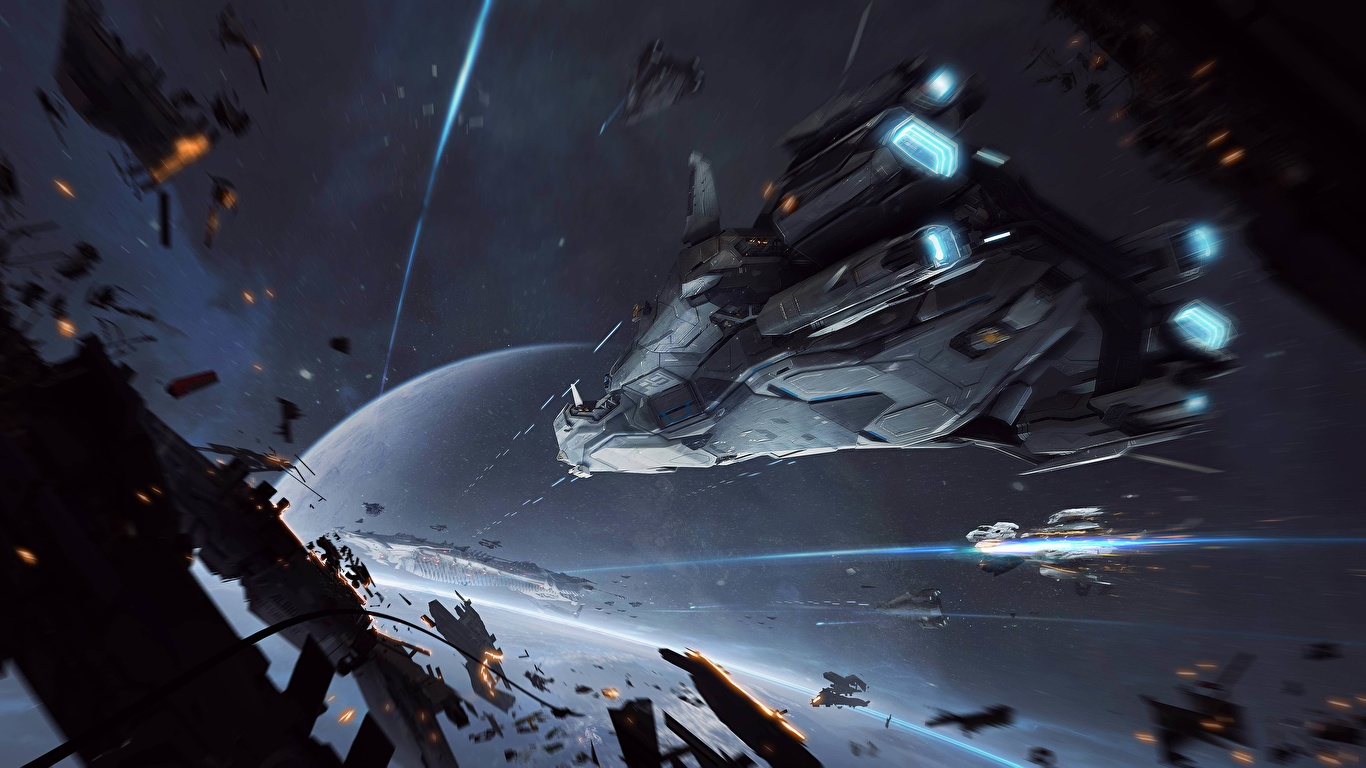 Wallpaper Star Citizen Planets Space Fantasy ship Games 1366x768