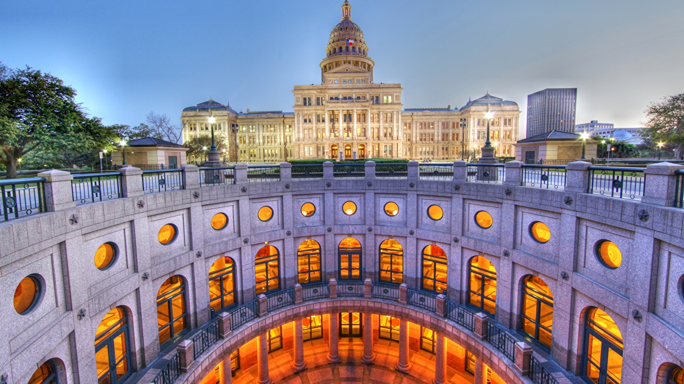 Картинки Остин TX США Texas State Capitol Дома Города 1366x768