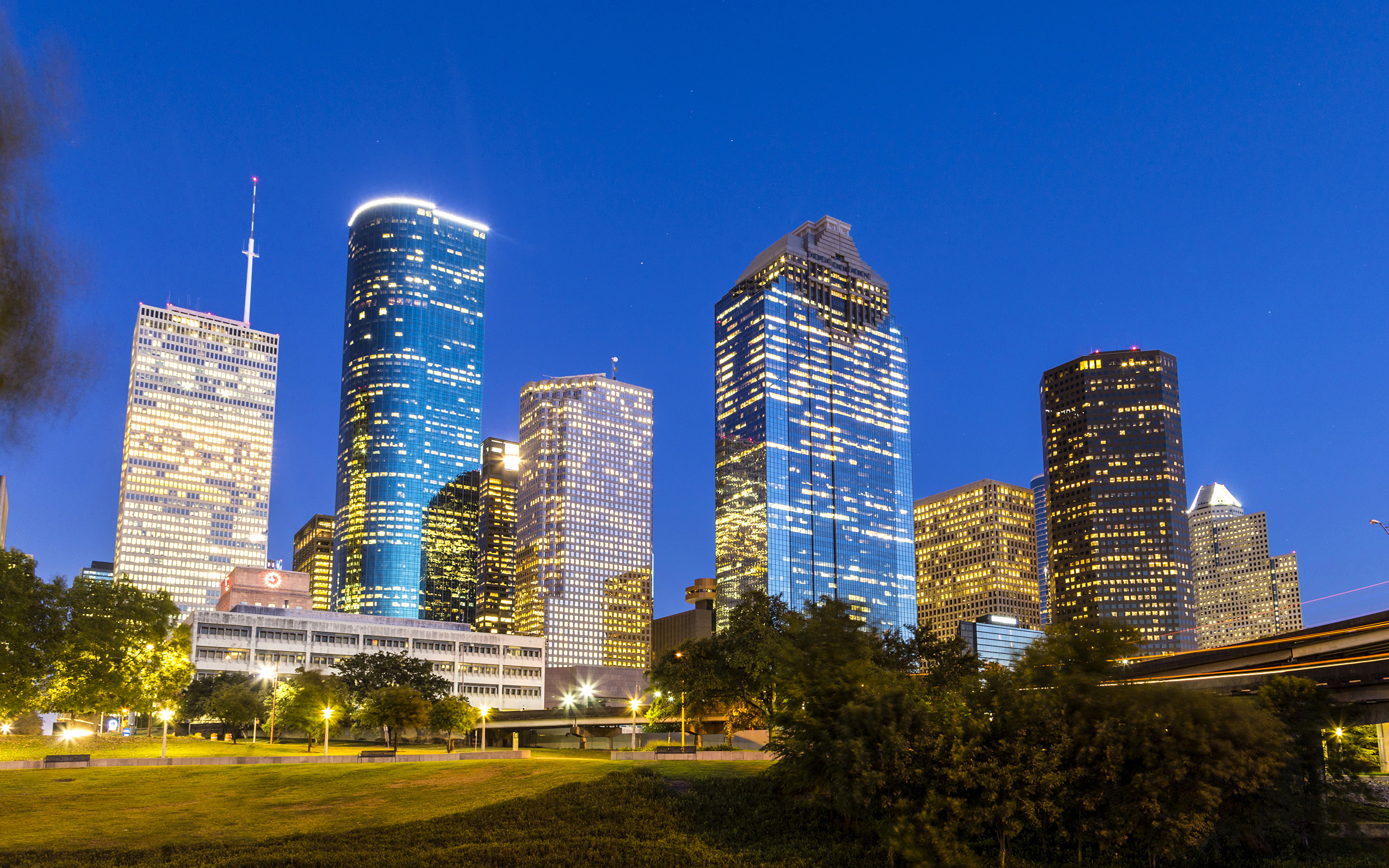 Images Texas USA Houston Evening Houses Cities 2560x1440
