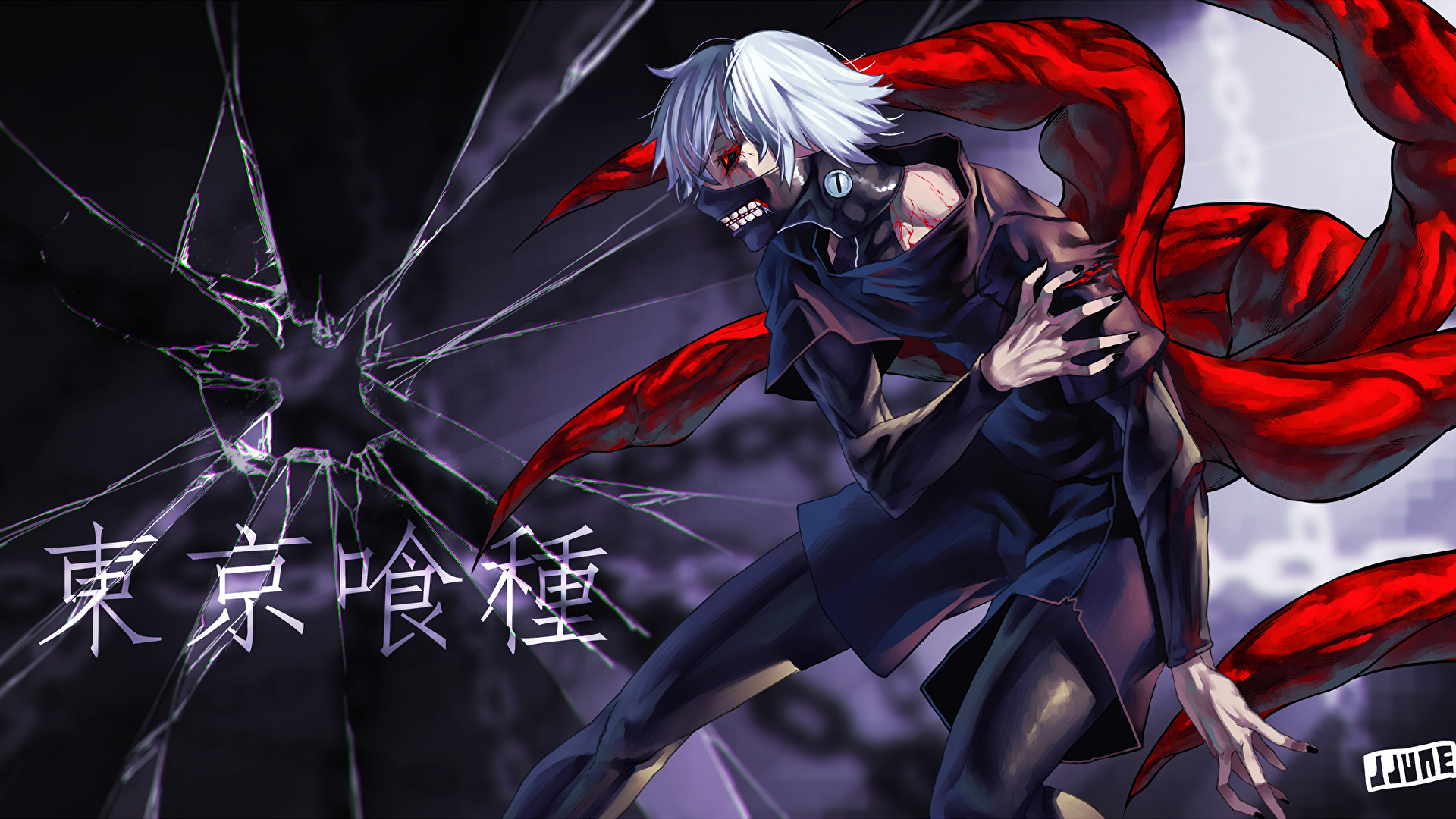 Download wallpaper 1920x1080 tokyo ghoul, artwork, ken kaneki