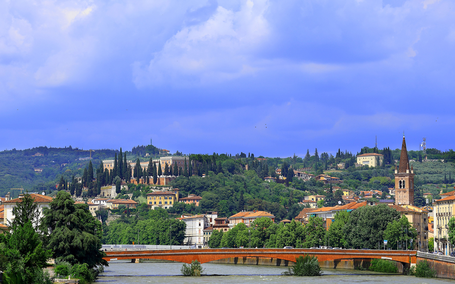 Images Italy Lombardia bridge Rivers Houses Cities 1920x1200