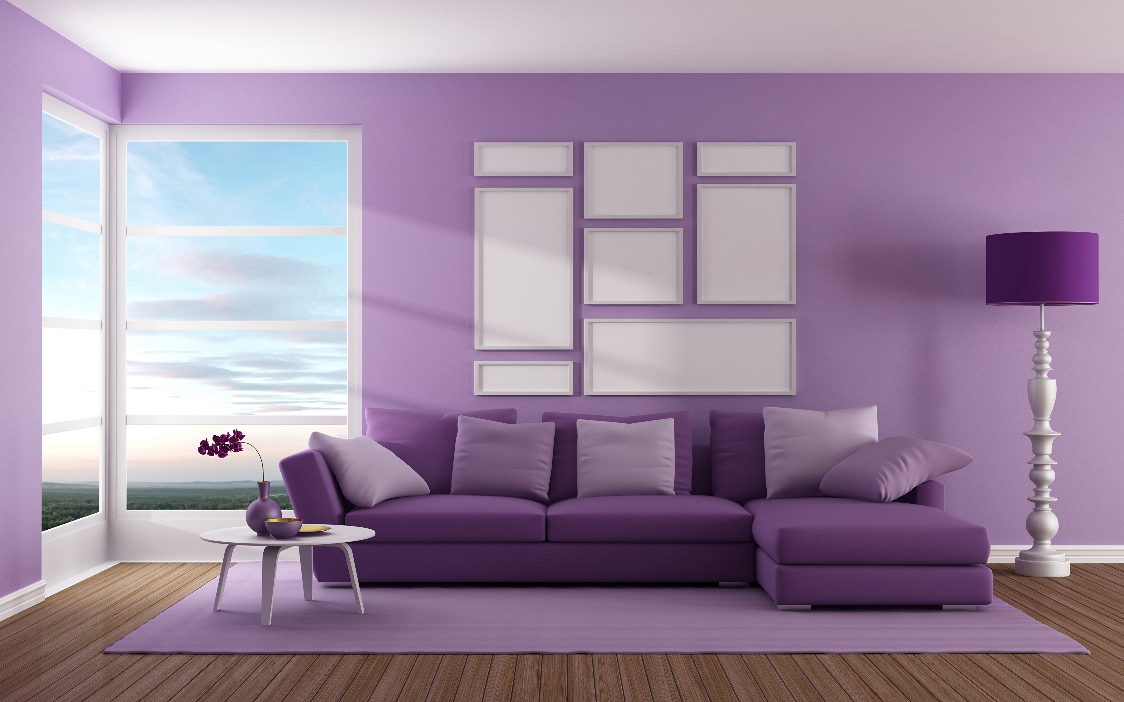 Opstand Plakken technisch Images Violet 3D Graphics Interior Couch Pillows 3840x2400