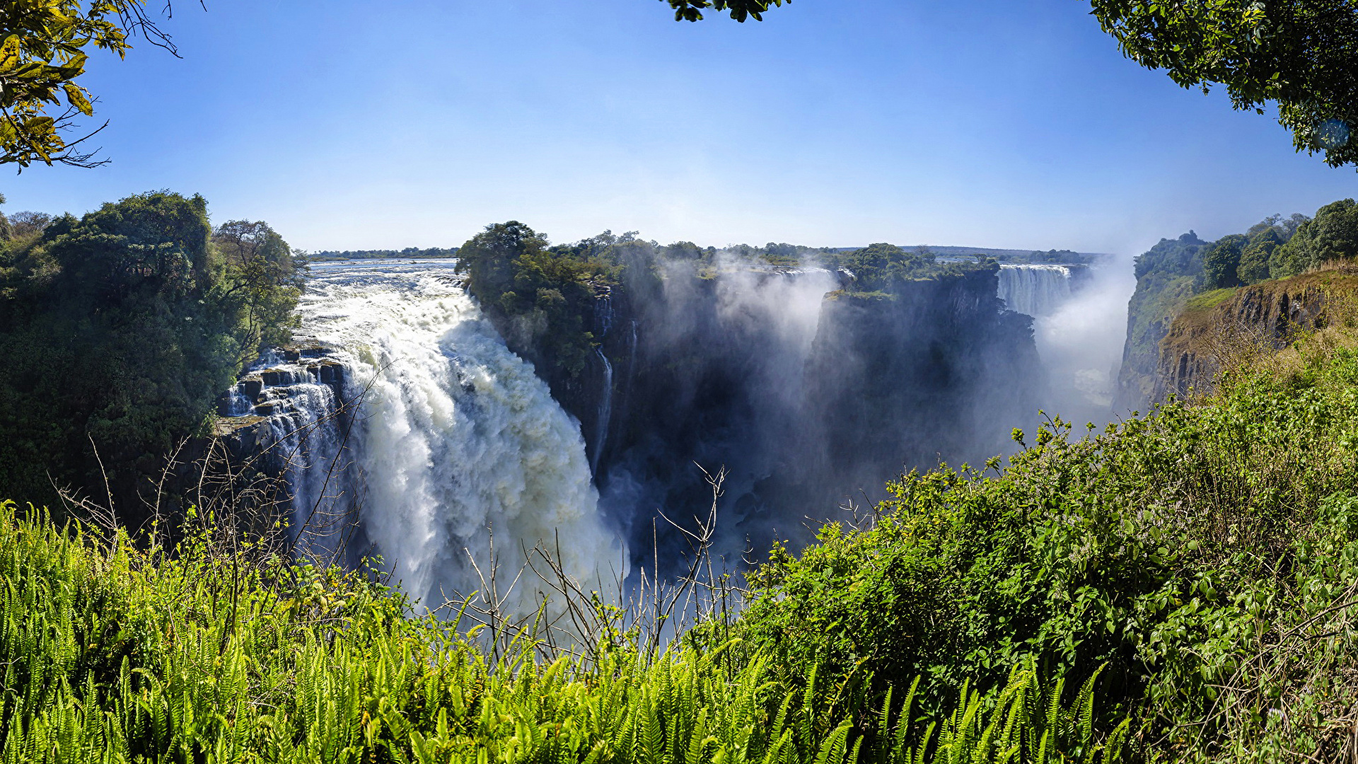 壁紙 19x1080 滝 風景写真 Victoria Falls Zimbabwe 自然 ダウンロード 写真