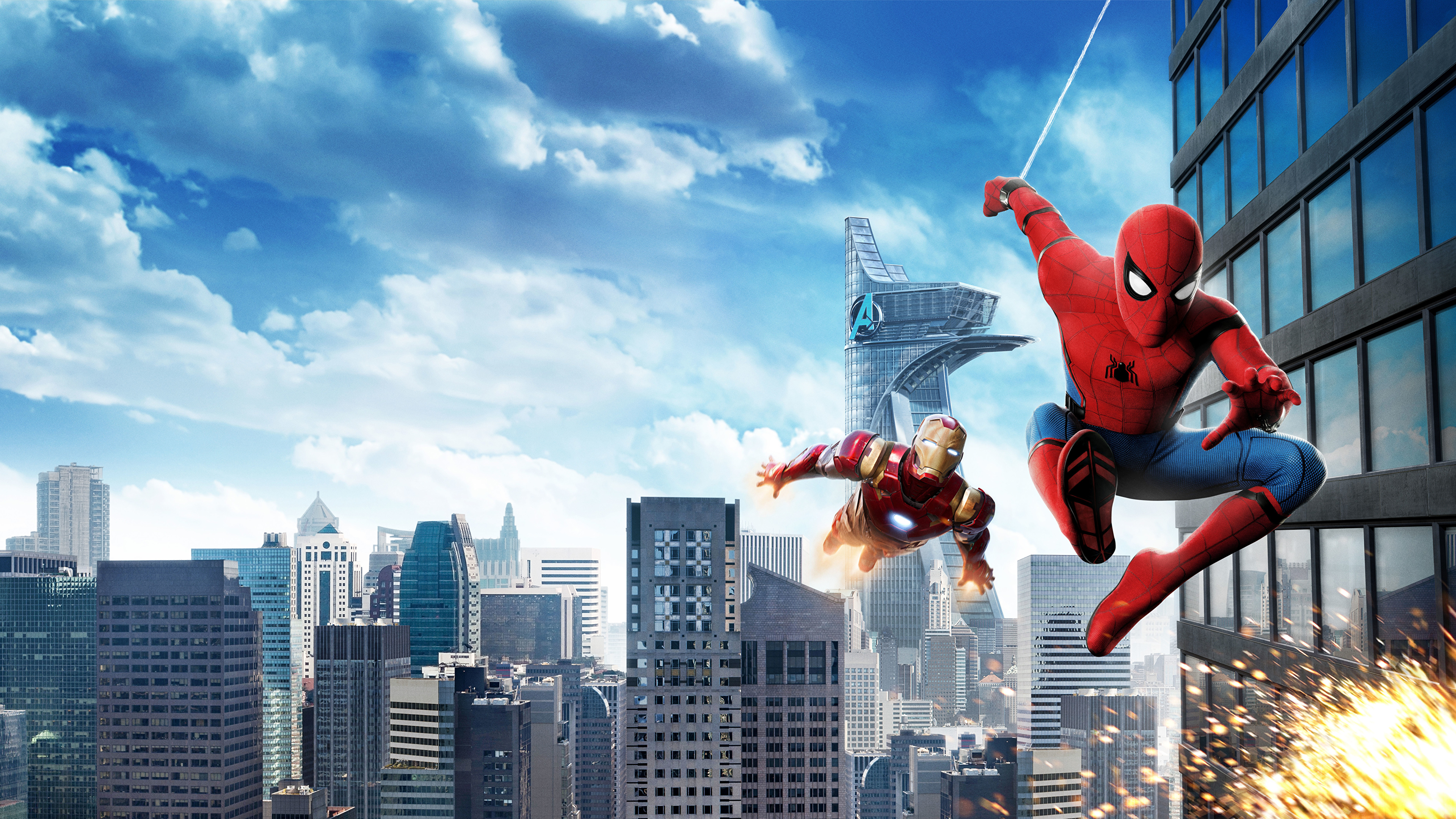 Wallpaper Iron Man Spider-Man: Homecoming Heroes comics 3840x2160