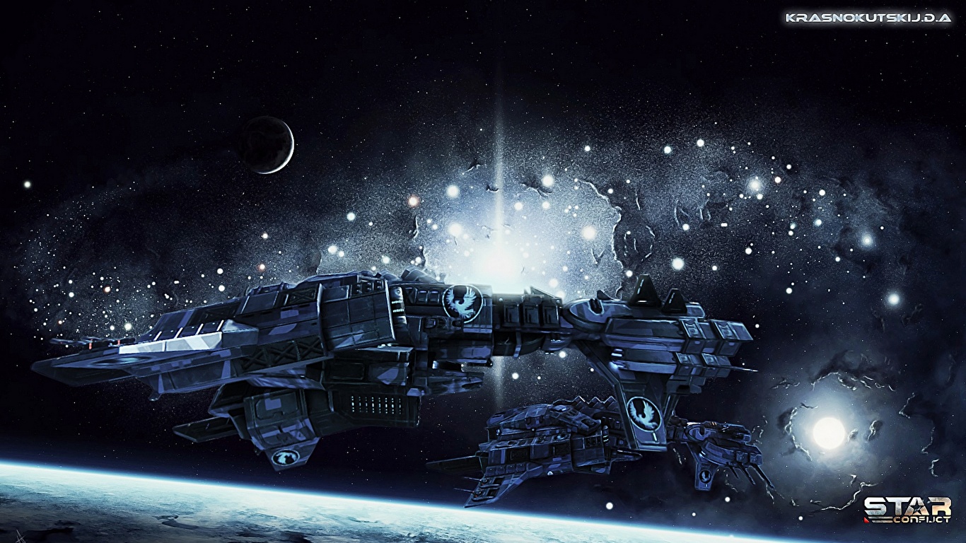 Pictures Star Conflict Space Ships 1366x768