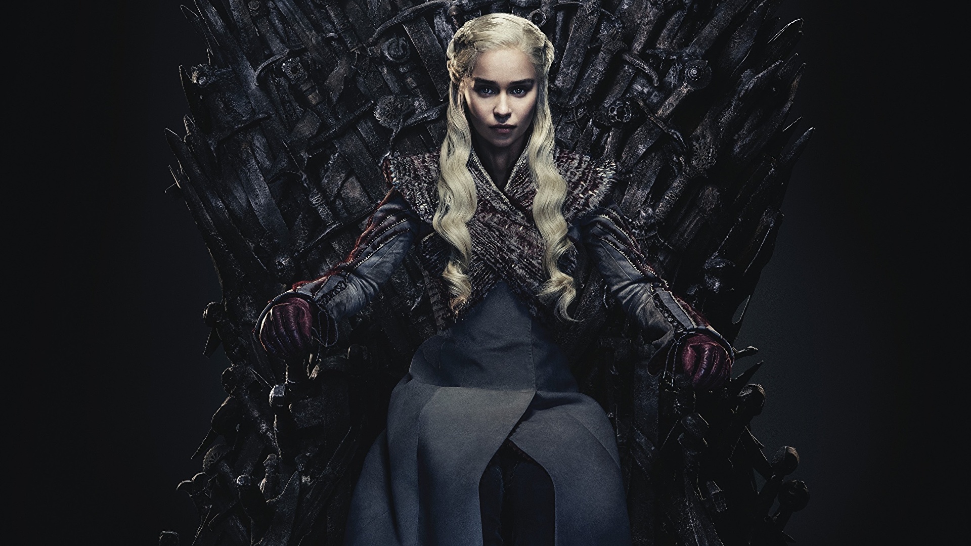 壁紙 19x1080 ゲーム オブ スローンズ エミリア クラーク Daenerys Targaryen 座っ 玉座 ブロンドの女の子 映画 有名人 少女 ダウンロード 写真