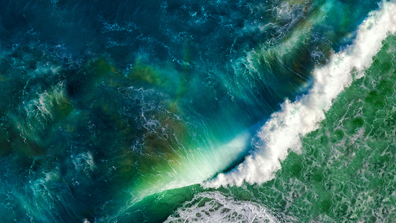 壁紙 1366x768 海 大洋 波 Ios Apple Mac 上から 自然 ダウンロード 写真