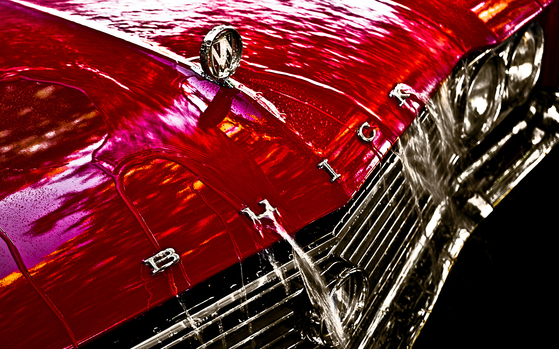 壁紙 19x10 レトロ ロゴエンブレム ビュイック Skylark 1965 赤 自動車 ダウンロード 写真