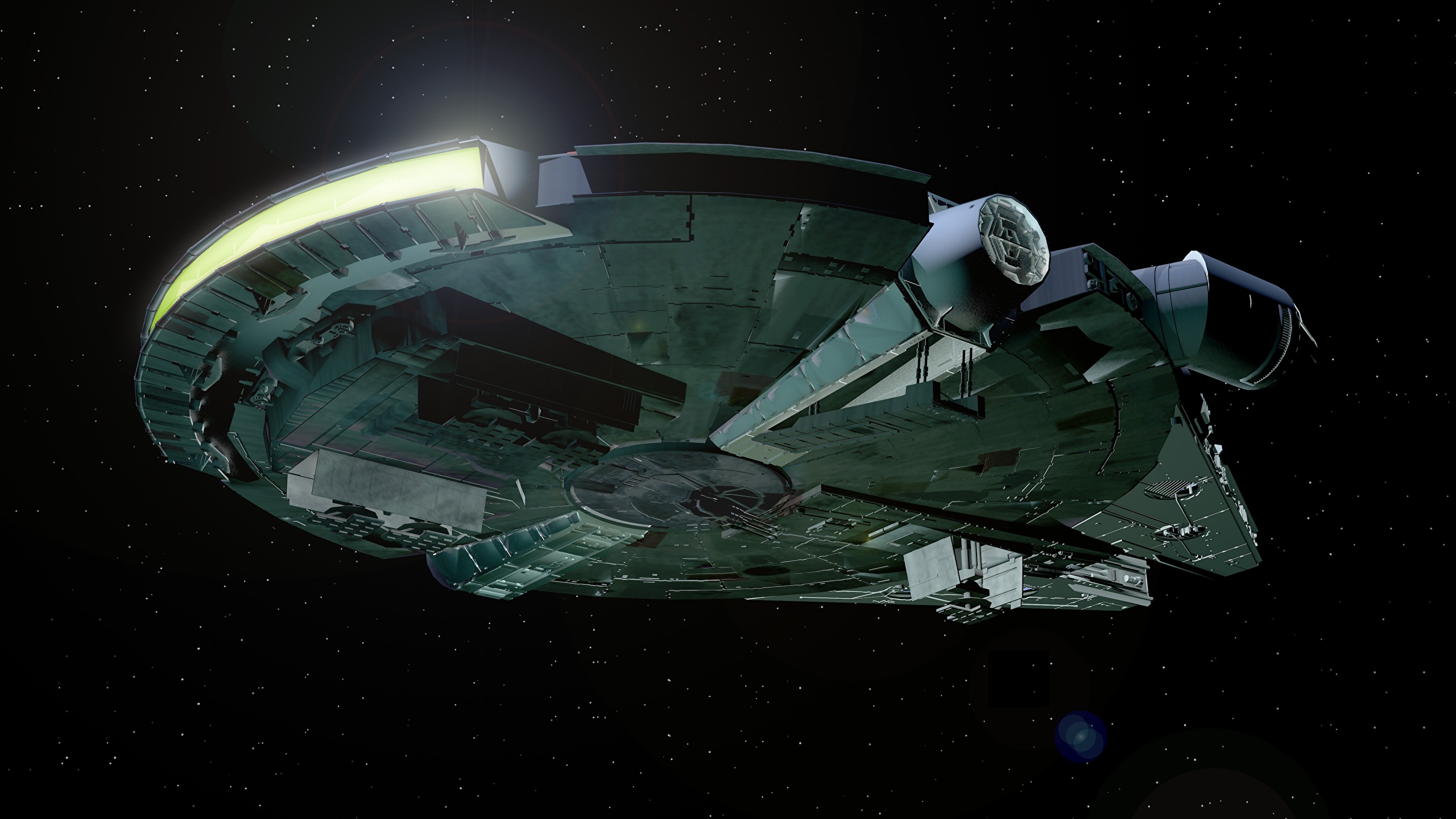壁紙 2560x1440 スター ウォーズ 映画 恒星船 船 Millennium Falcon 映画 3dグラフィックス ダウンロード 写真
