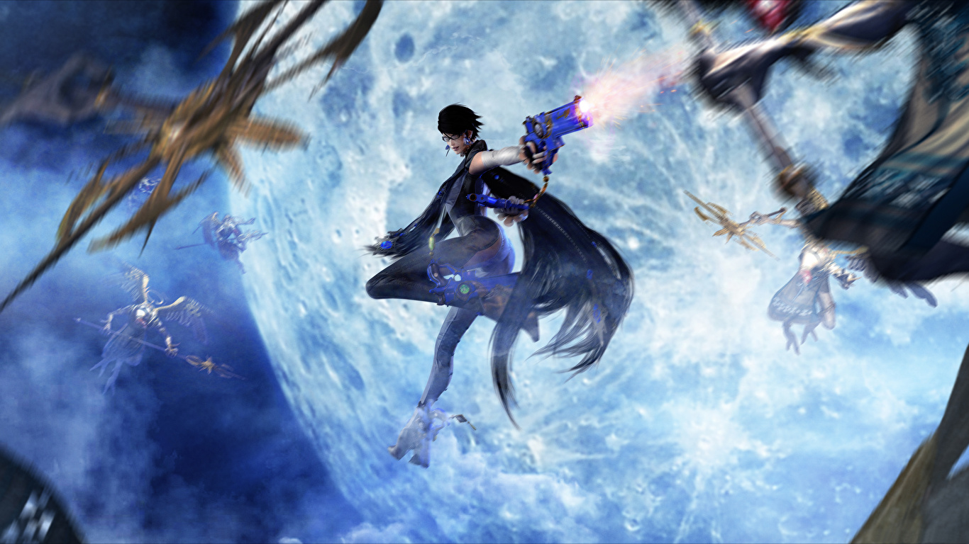Pictures Bayonetta Firing Umbra Witches Fantasy Young Woman 1366x768 9637