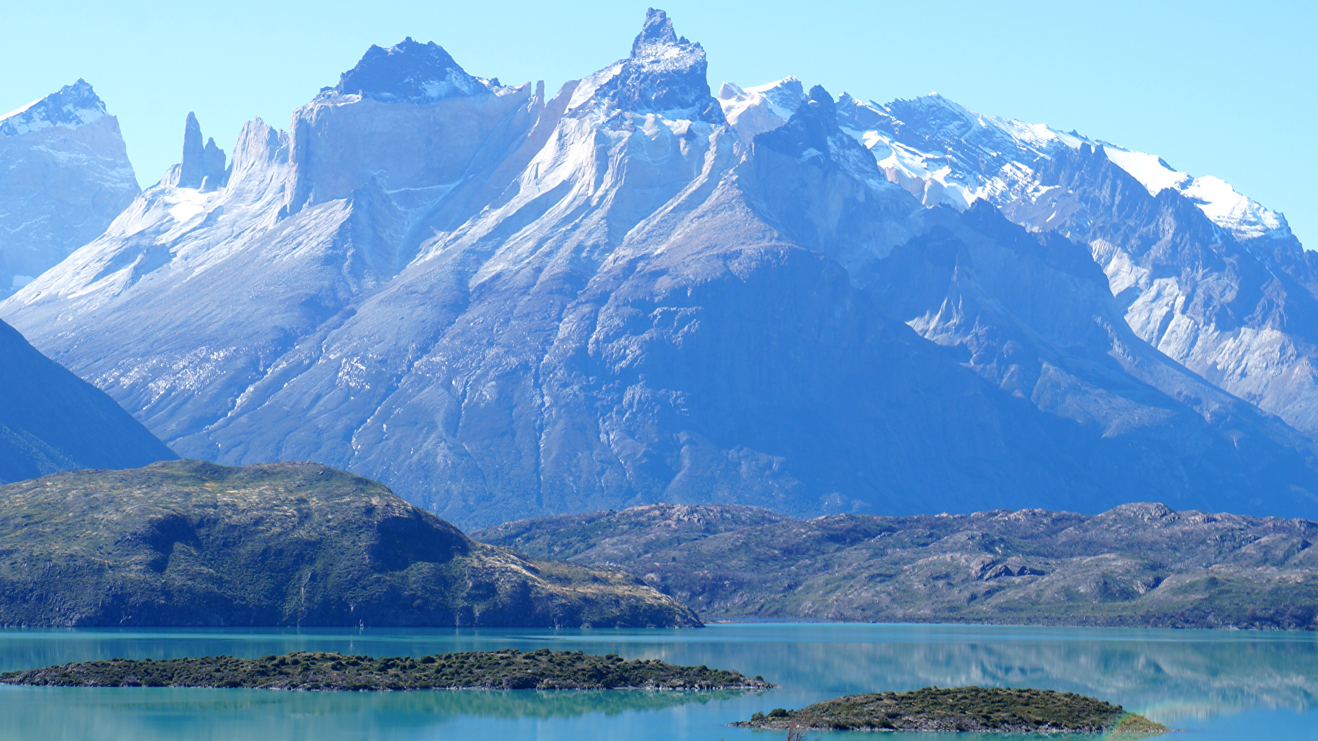 壁紙 19x1080 チリ 山 湖 Pehoe Lake Patagonia 自然 ダウンロード 写真
