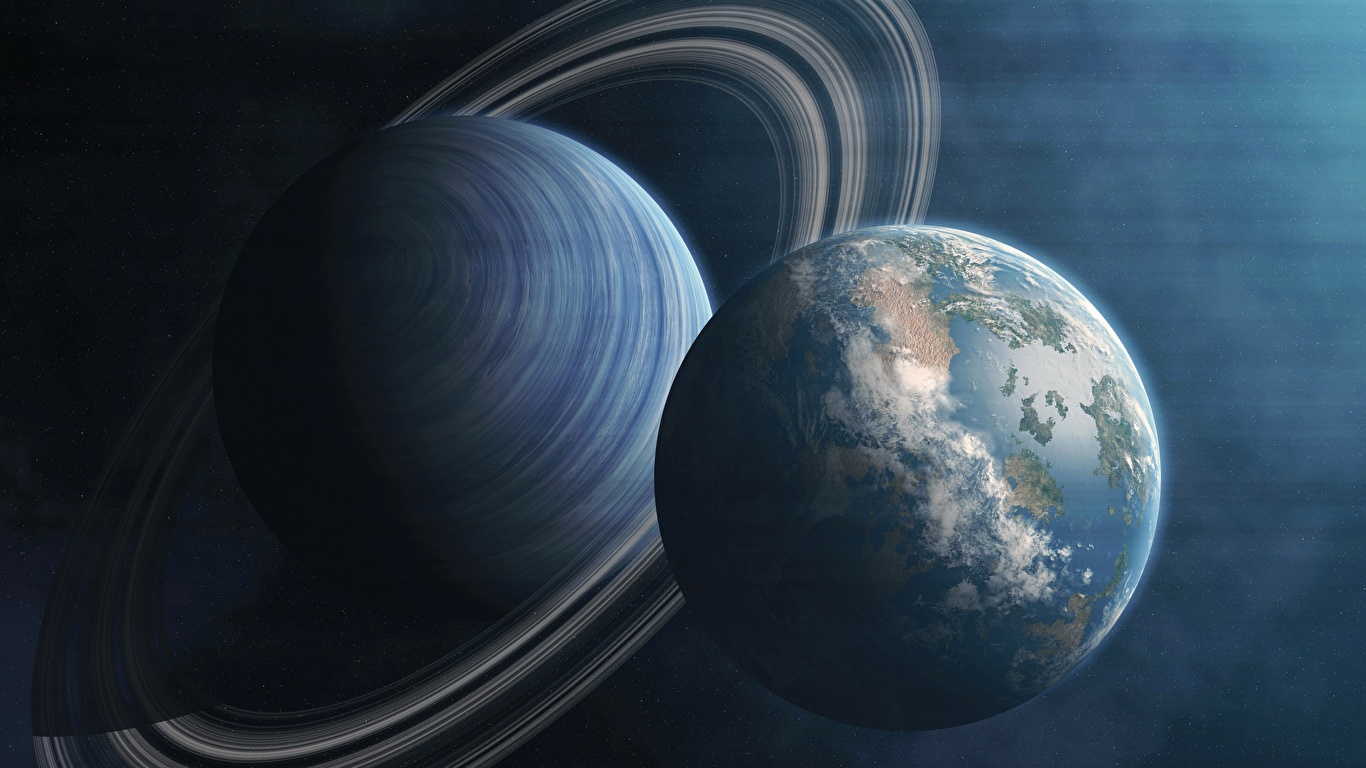 Bilder på skrivbordet planet Planetarisk ring Rymden 3D grafik 1366x768 Planeter