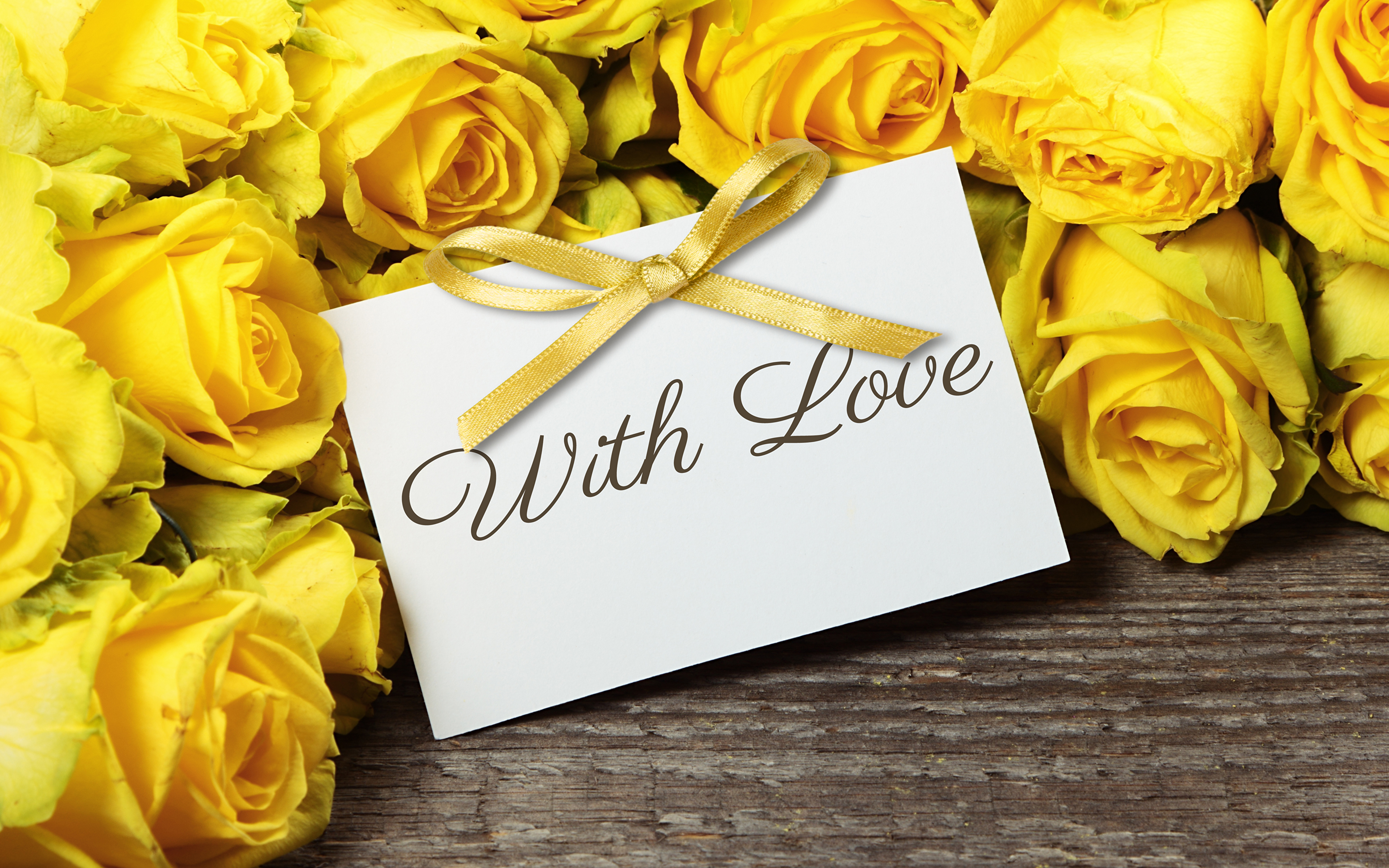 Picture with love romantic rose Yellow Flowers 3840x2400
