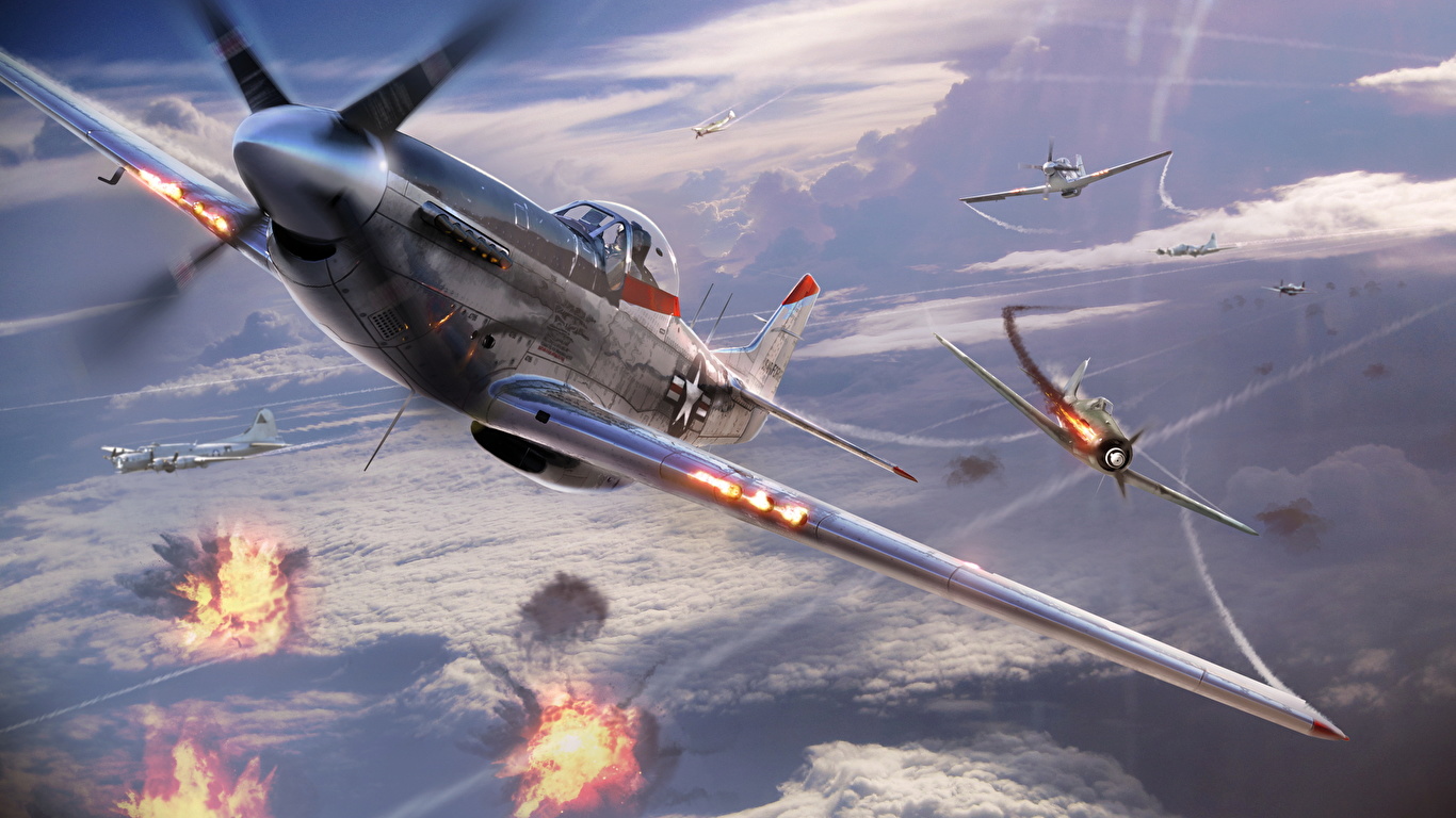 壁紙 1366x768 War Thunder 飛行機 戦闘機 アメリカの ゲーム ダウンロード 写真