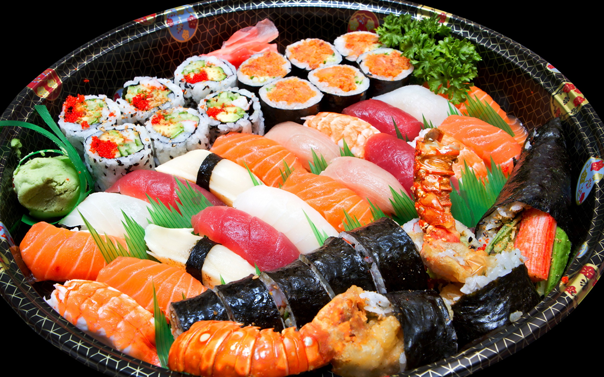 Tapety na pulpit Sushi Jedzenie Owoce morza 1920x1200 żywność