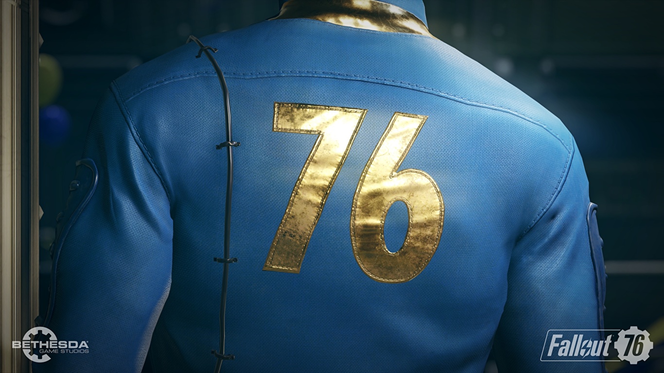 Картинка Fallout 76 Спина компьютерная игра вблизи 1366x768