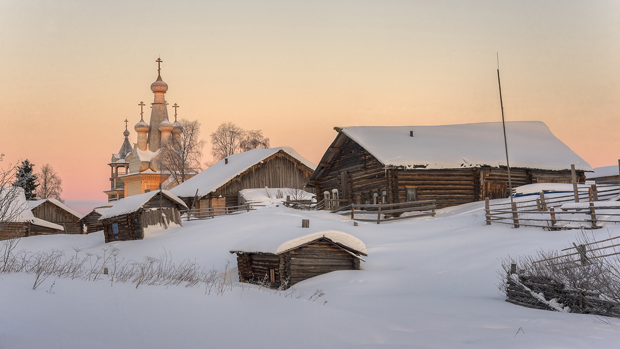 Картинка Церковь Россия поселок Arkhangelsk region, 2560x1440