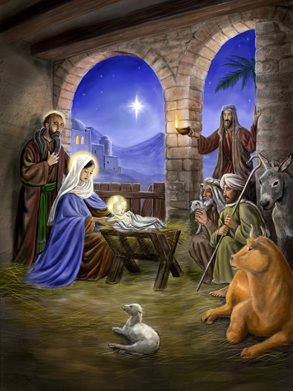 Foto Mann Baby Jesus, The Nativity Scene Religion 600x800 für Handy