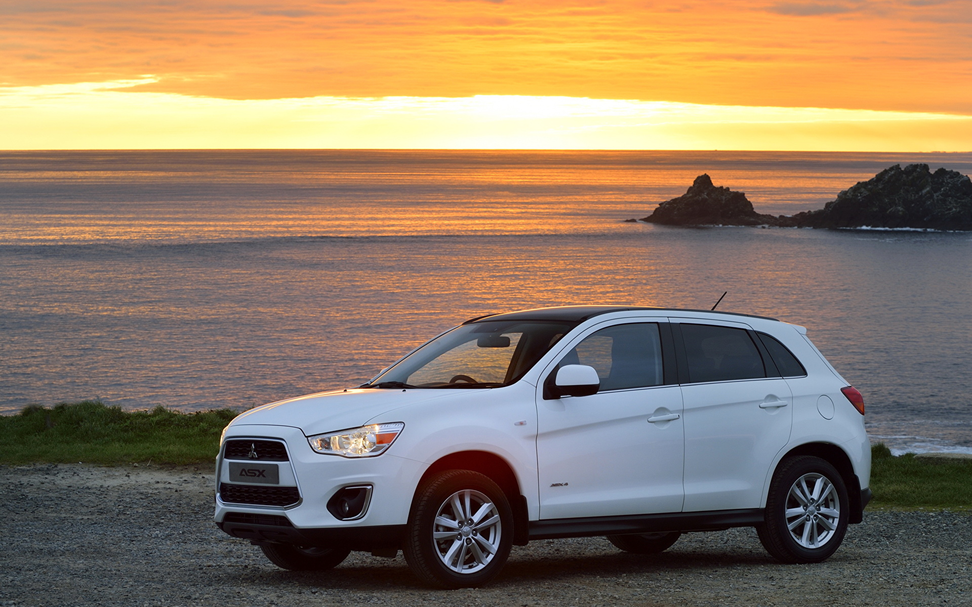 Картинка Mitsubishi 2014 ASX Море белых Природа Рассветы и 1920x1200