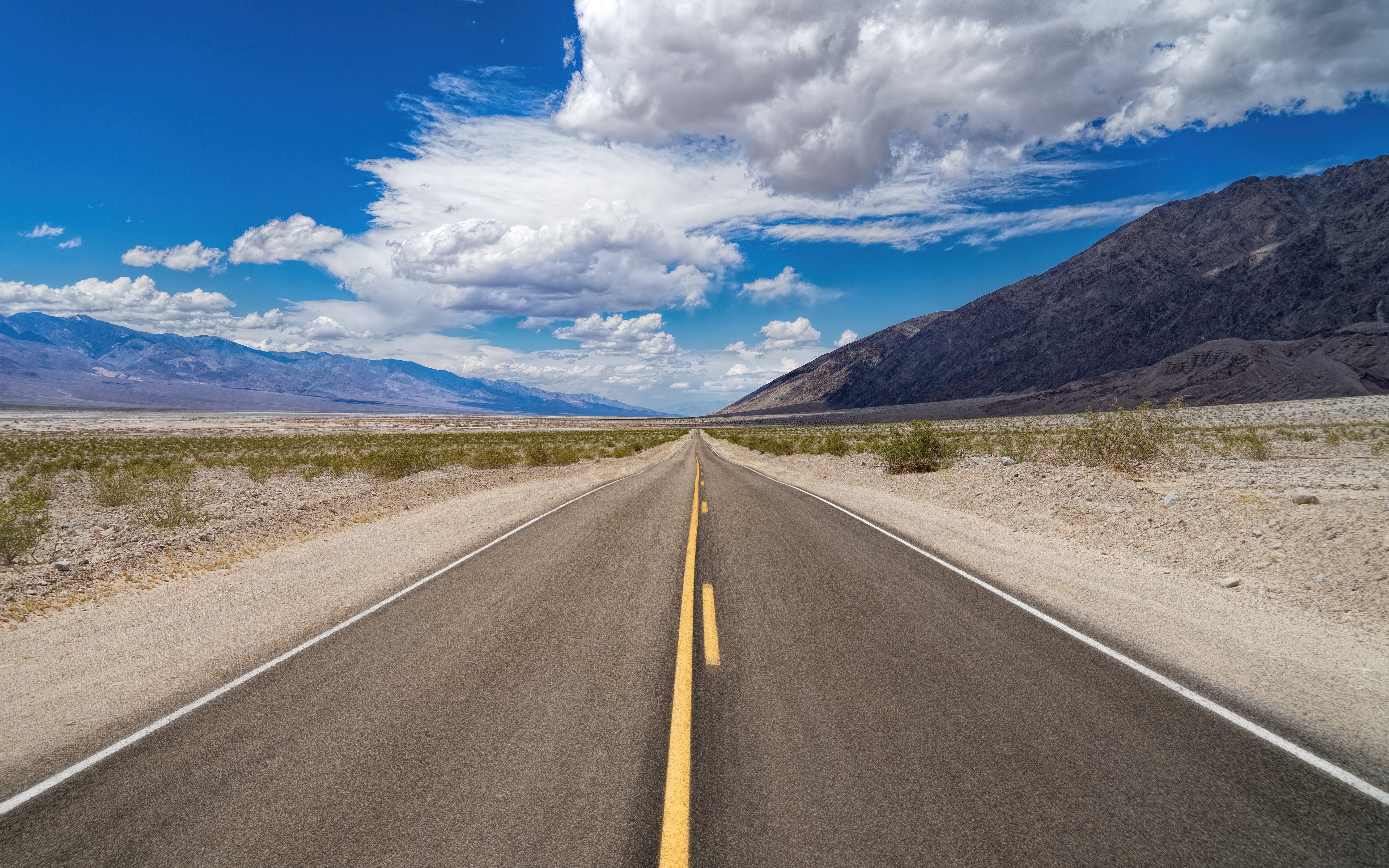 壁紙 3840x2400 アメリカ合衆国 道 空 Death Valley National Park アスファルト カリフォルニア 州 雲 自然 ダウンロード 写真