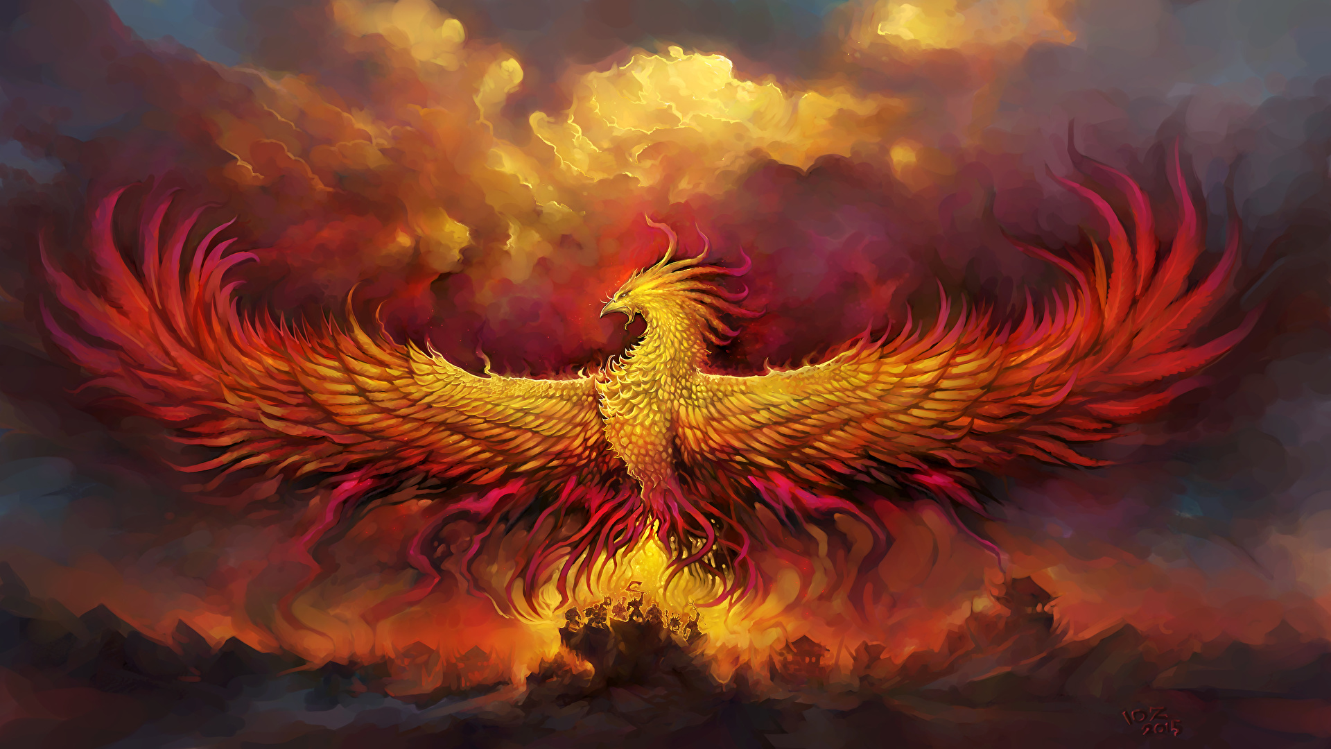壁紙 19x1080 魔兽世界 幻想动物 不死鳥 Al Ar Phoenix God 翅膀 游戏 奇幻作品 下载 照片
