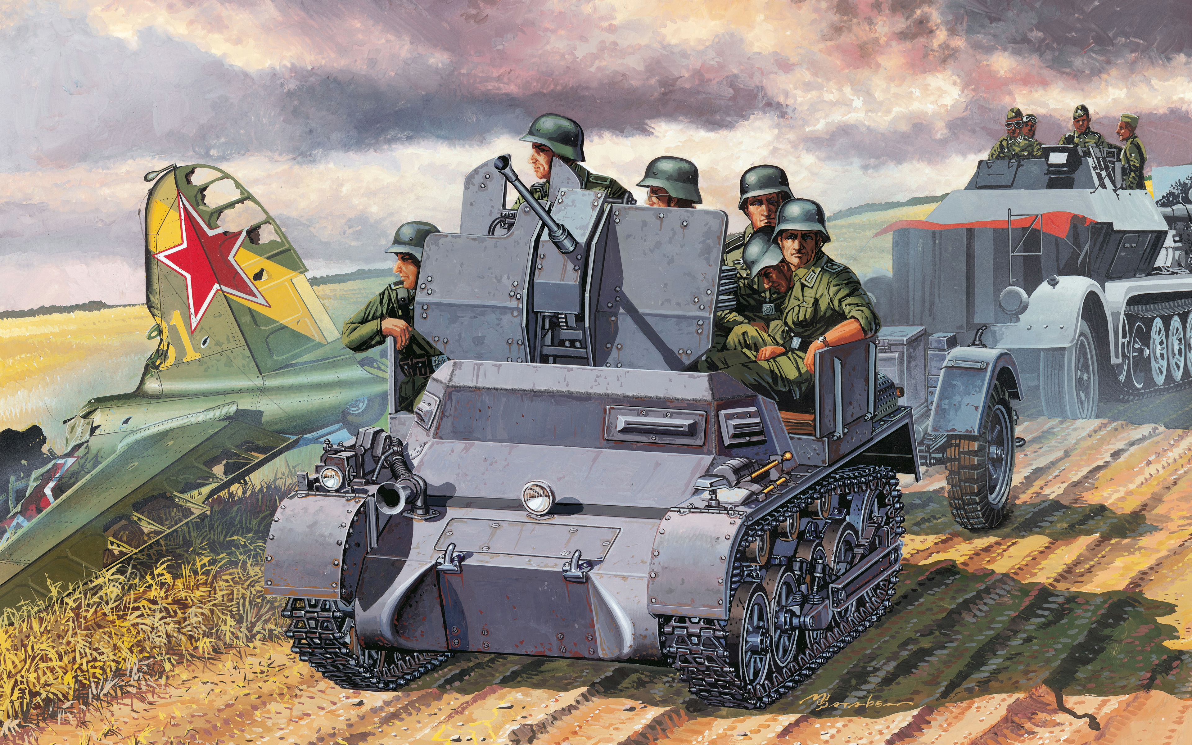 壁紙 3840x2400 戦闘車両 描かれた壁紙 兵 2 Cm Flak 38 Sf Auf Panzerkampfwagen I Ausf A 陸軍 ダウンロード 写真
