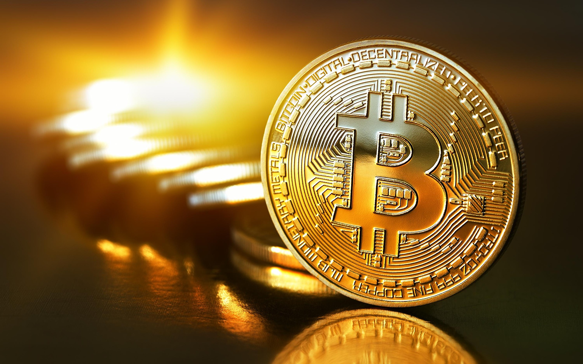 Pictures Coins Bitcoin Gold color 1920x1200