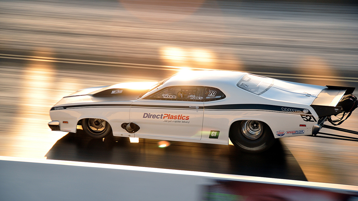 Image Tuning drag racing Muscle car White riding Side 1366x768