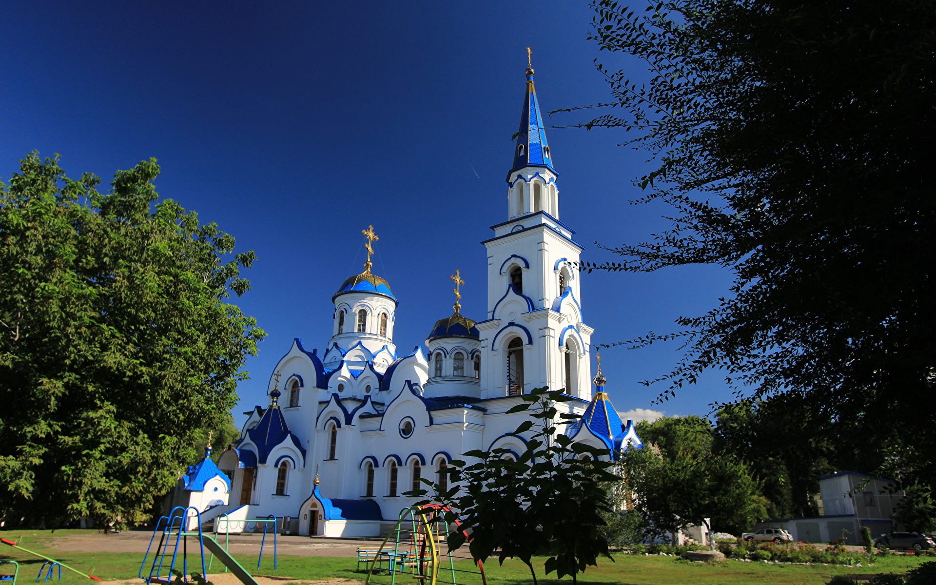 Bakgrundsbilder Kyrka Ryssland Voronezh Tempel stad 1920x1200 Städer