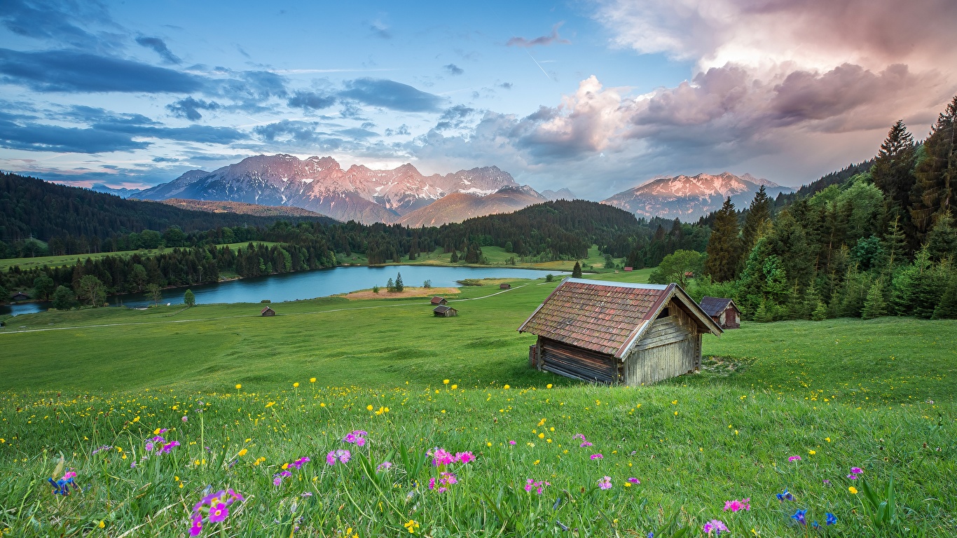 Fonds Decran 1366x768 Photographie De Paysage Prairies Montagnes Herbe