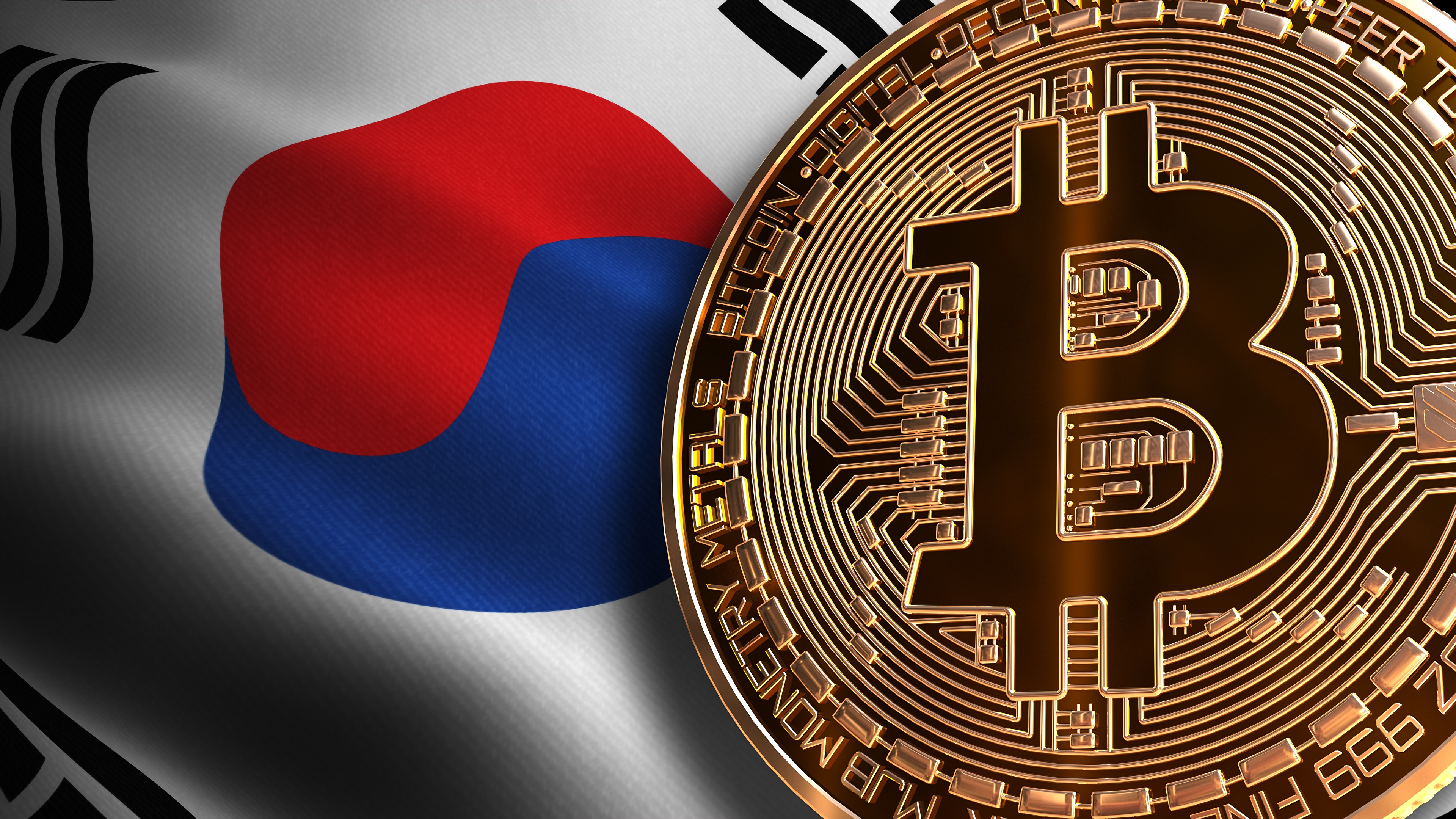 壁紙 3840x2160 Bitcoin 韓国 旗 ダウンロード 写真