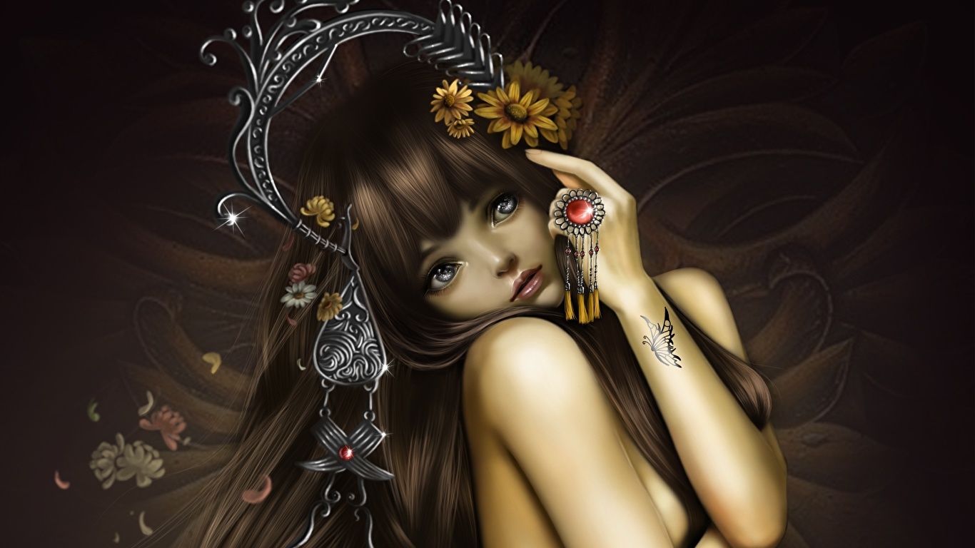 Wallpaper Female Fantasy 1366x768 