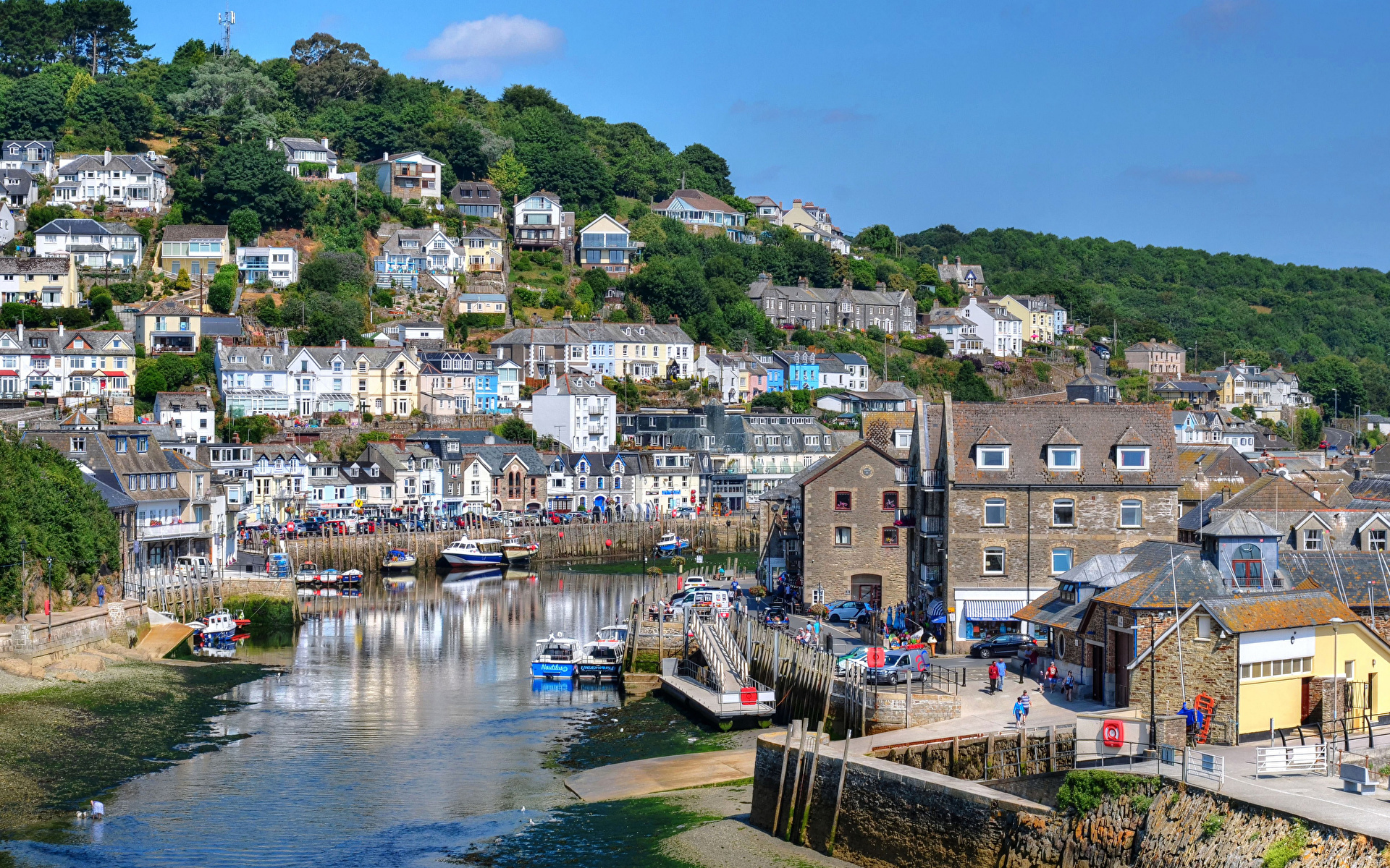 Desktop Wallpapers England Looe river Cities Building 1920x1200