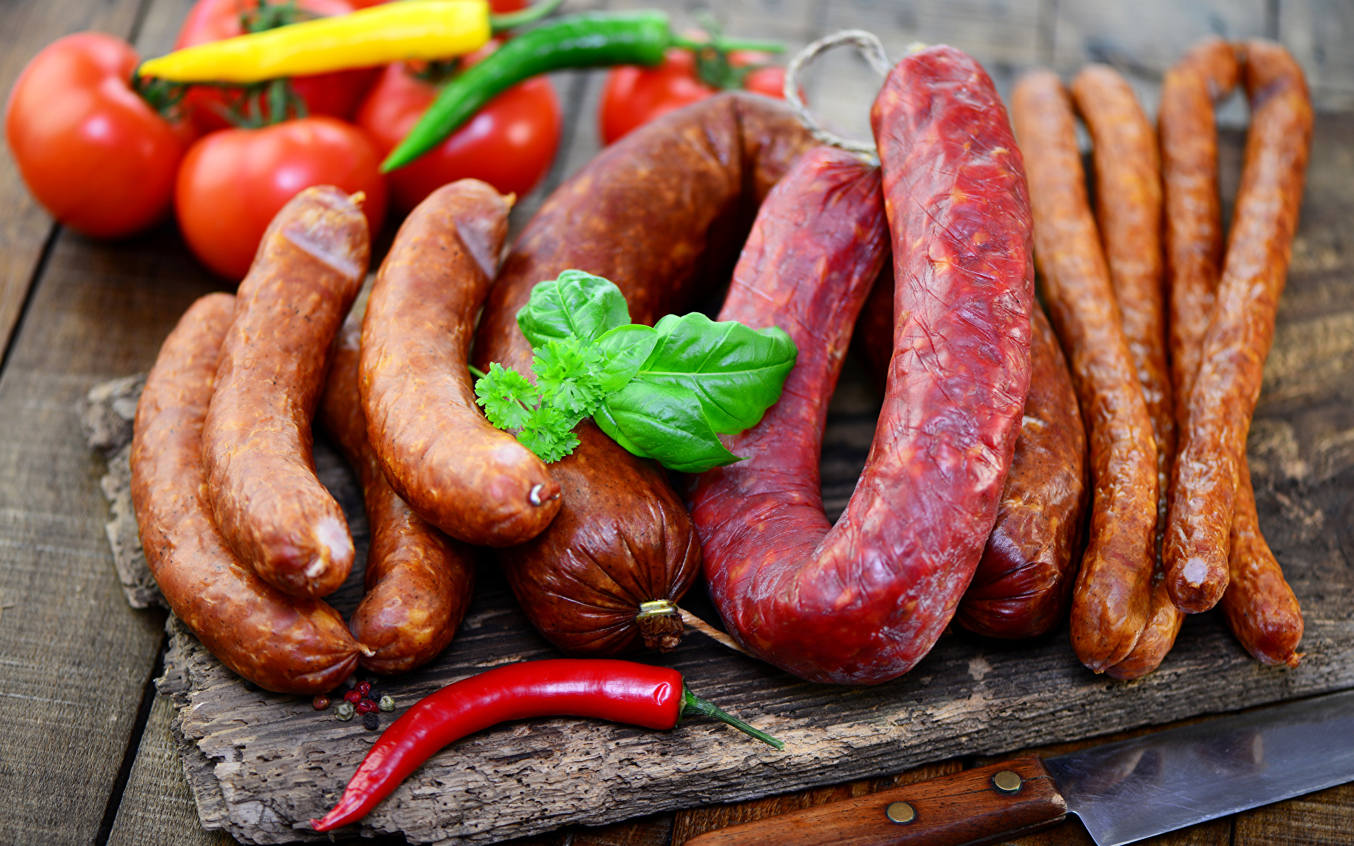 Image Sausage Tomatoes Food Bell pepper Meat products 1920x1200