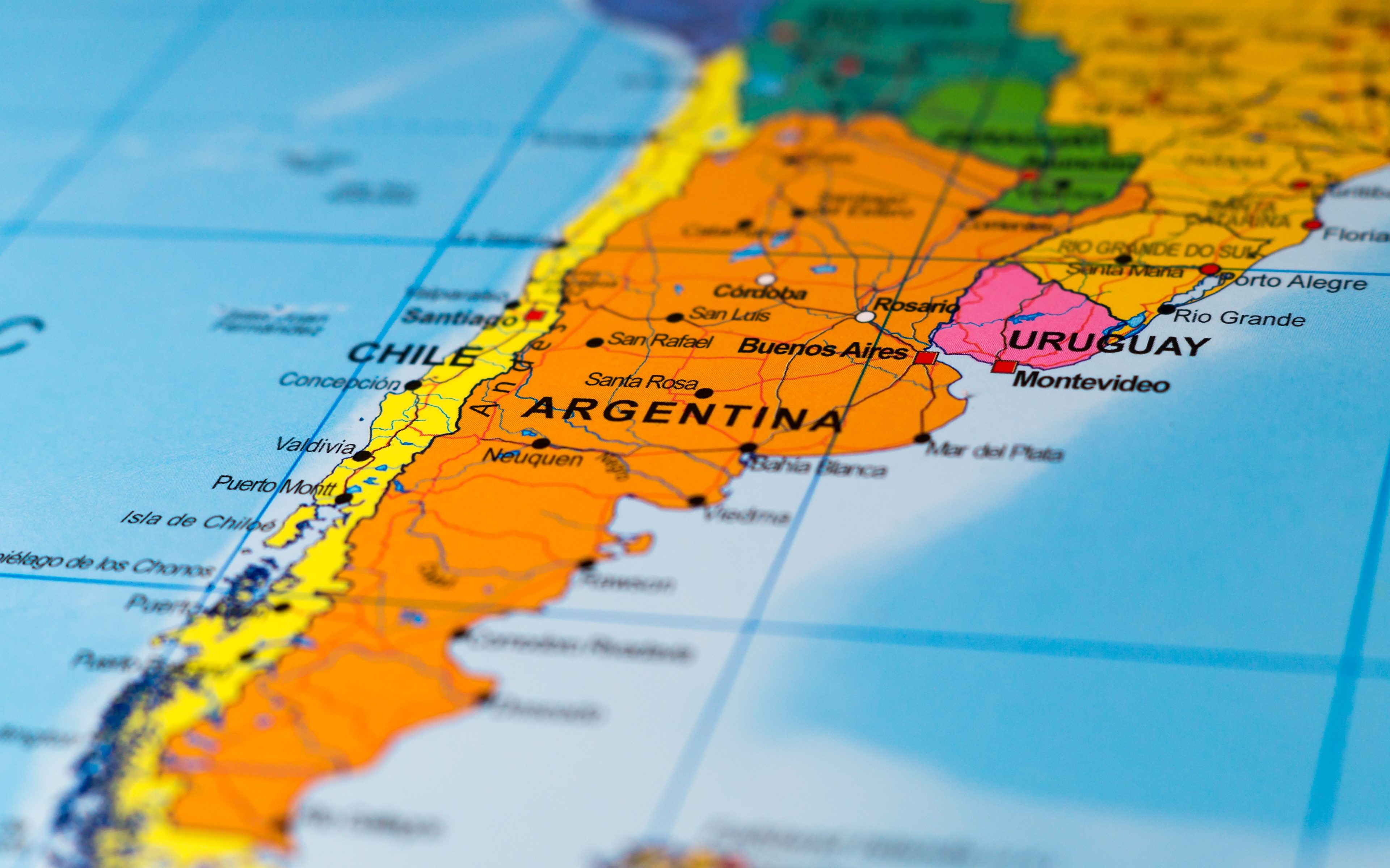壁紙 3840x2400 アルゼンチン チリ 地理学 地図 South America ダウンロード 写真