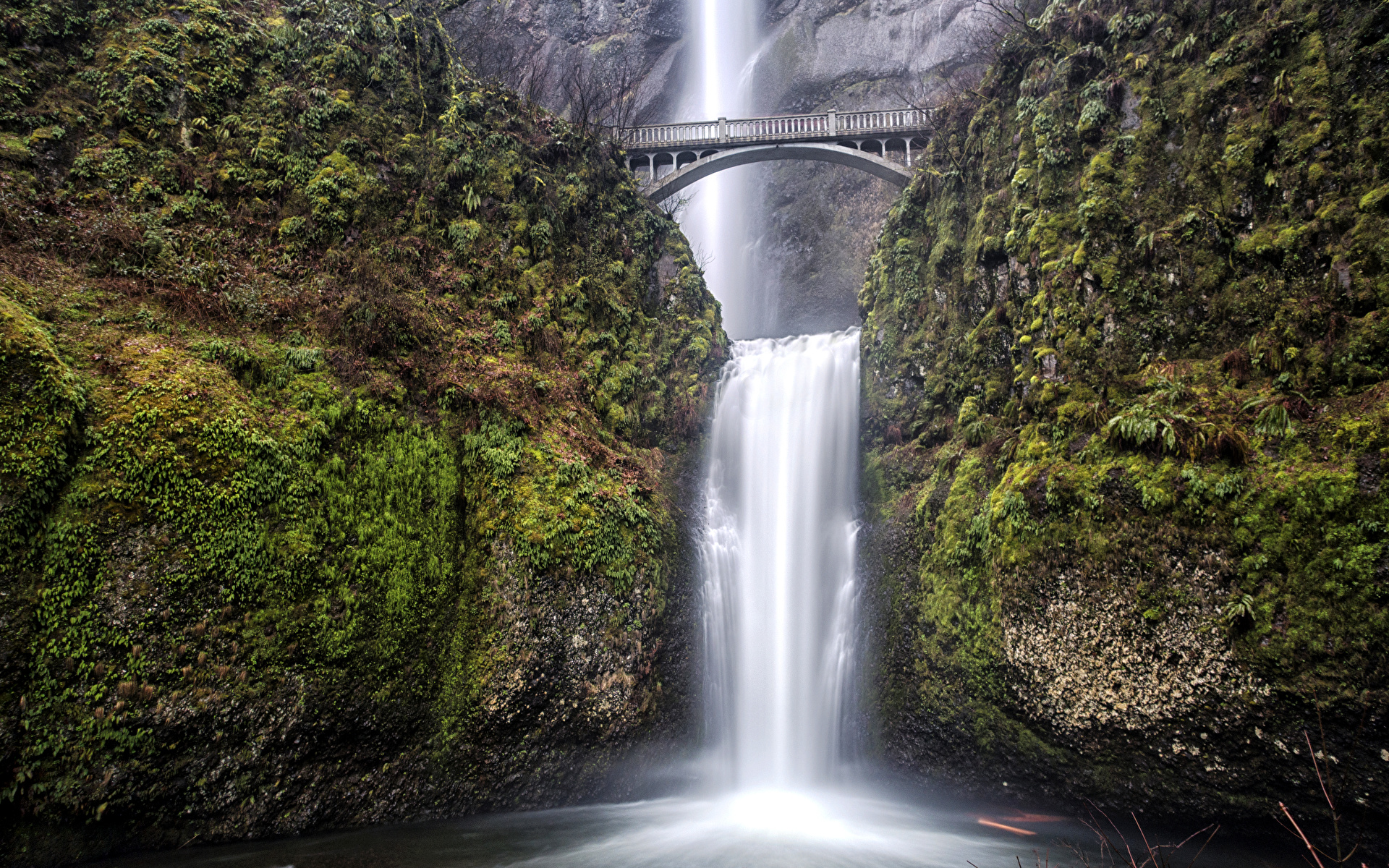 Pictures Usa Portland Oregon Multnomah Falls Cliff Nature 1920x1200 