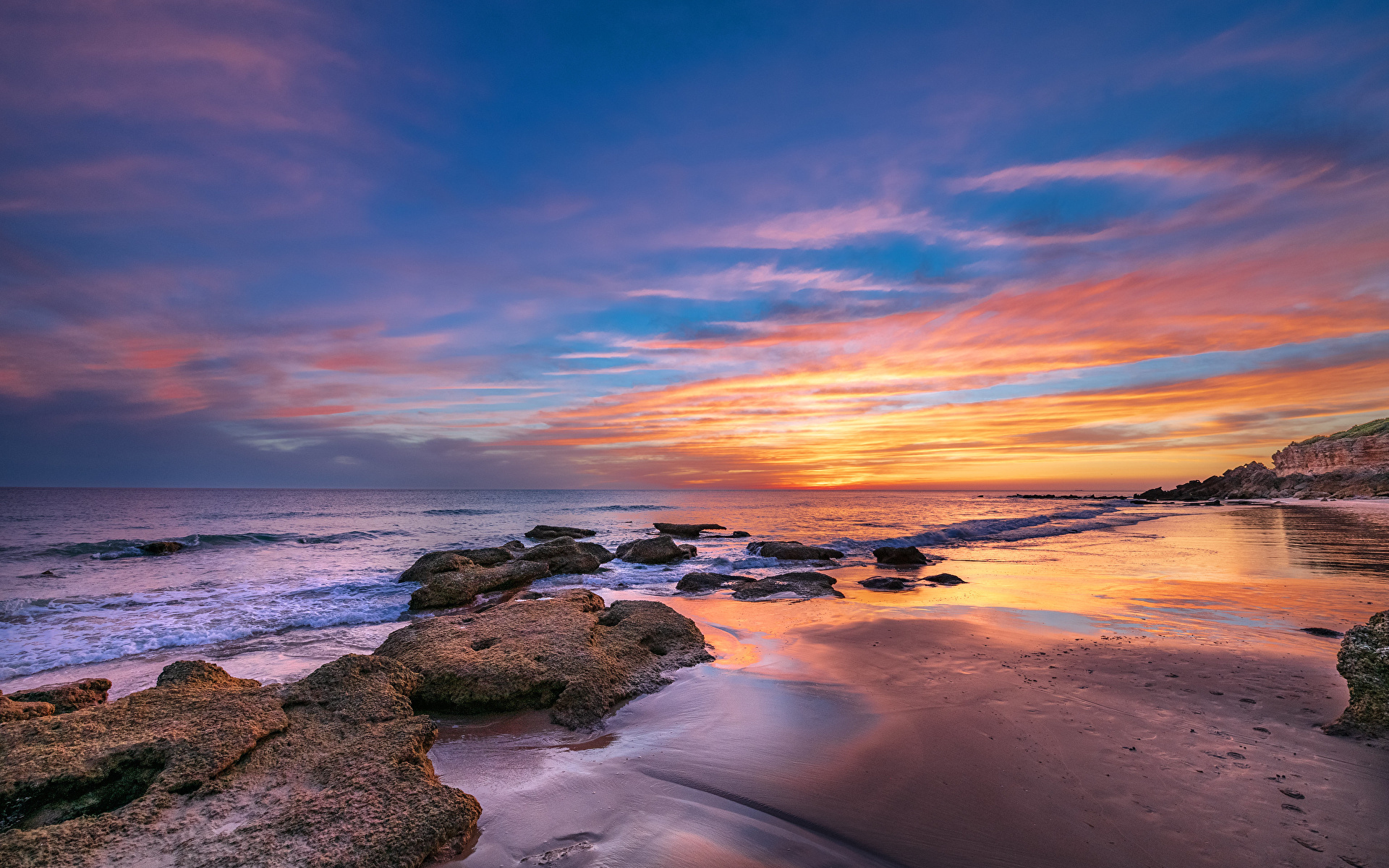 Images Spain Andalusia Nature sunrise and sunset Coast 1920x1200