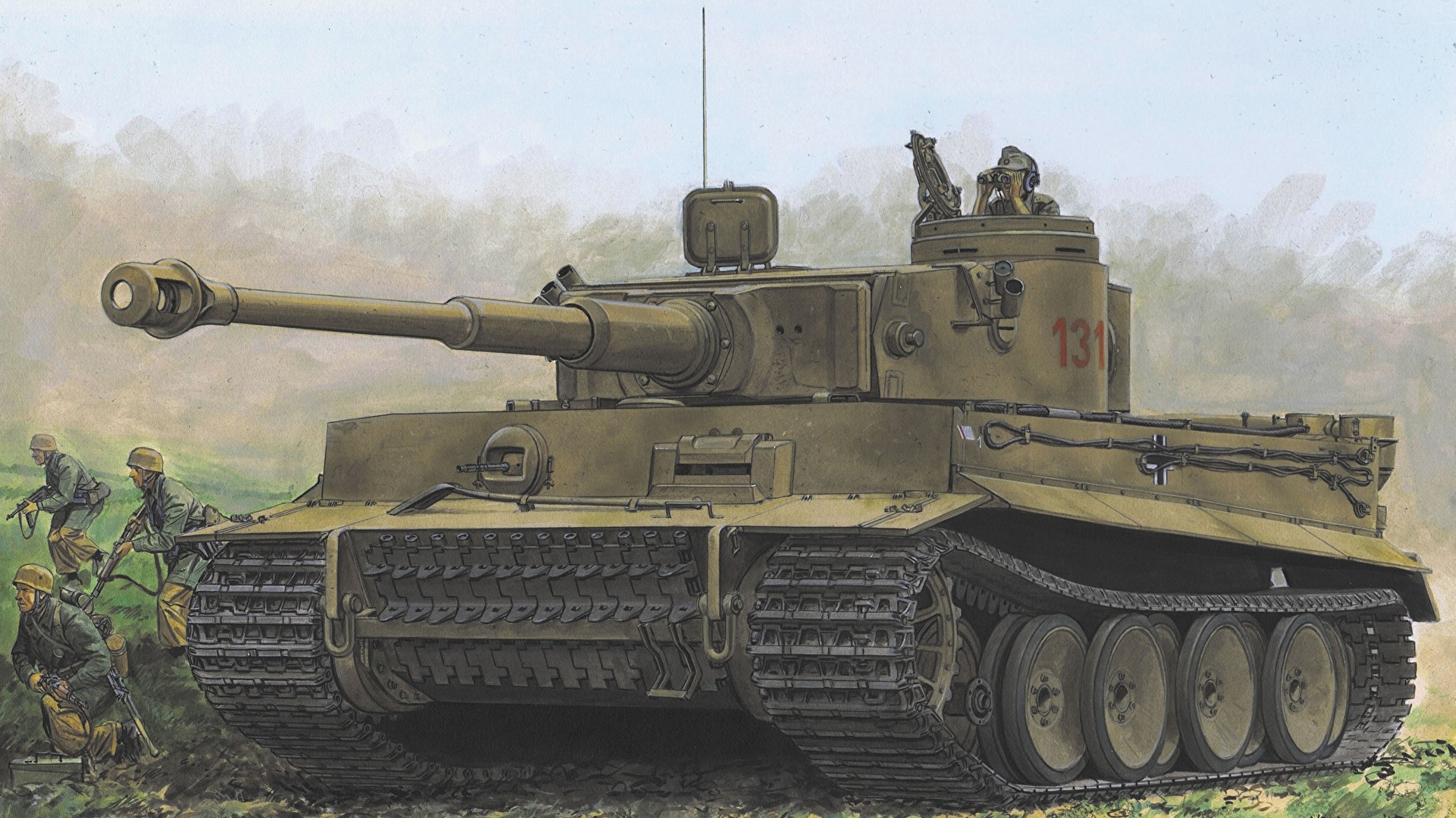 壁紙 19x1080 戦車 描かれた壁紙 Tiger I 131 S Pz Tunisia 陸軍 ダウンロード 写真