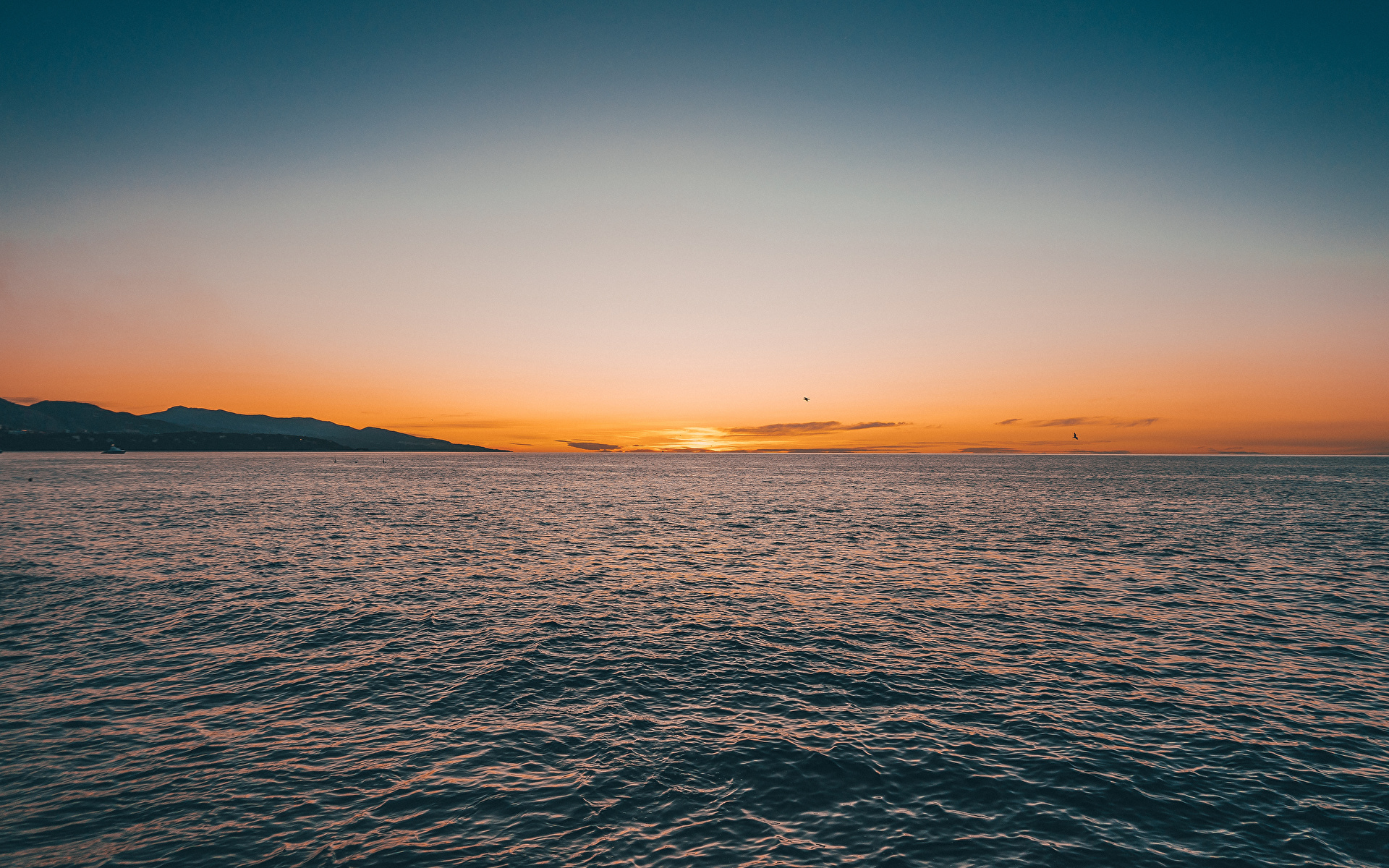 壁紙 19x10 朝焼けと日没 海 地平線 自然 ダウンロード 写真