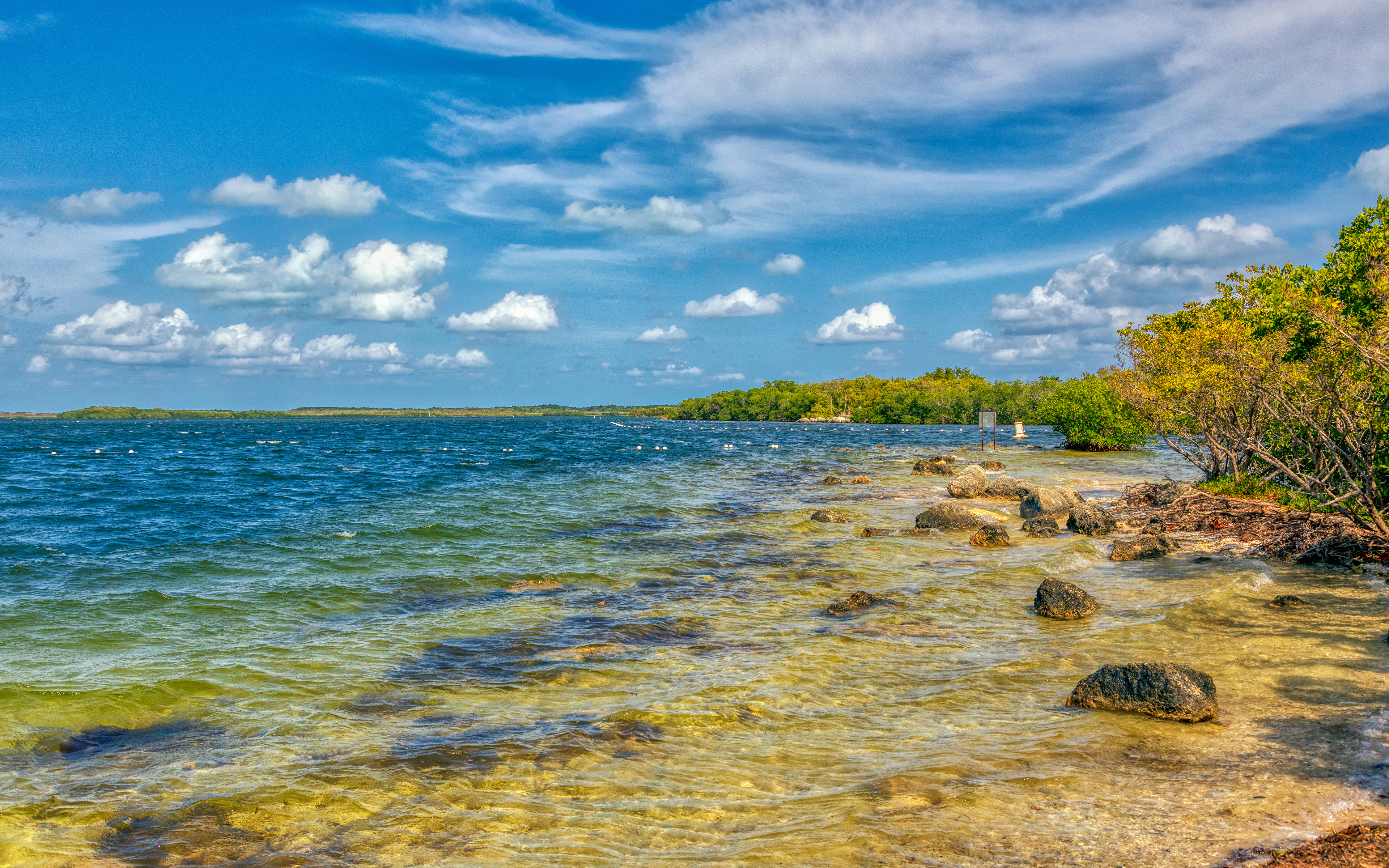 壁紙 3840x2400 アメリカ合衆国 海岸 石 Key Largo フロリダ州 湾 自然 ダウンロード 写真