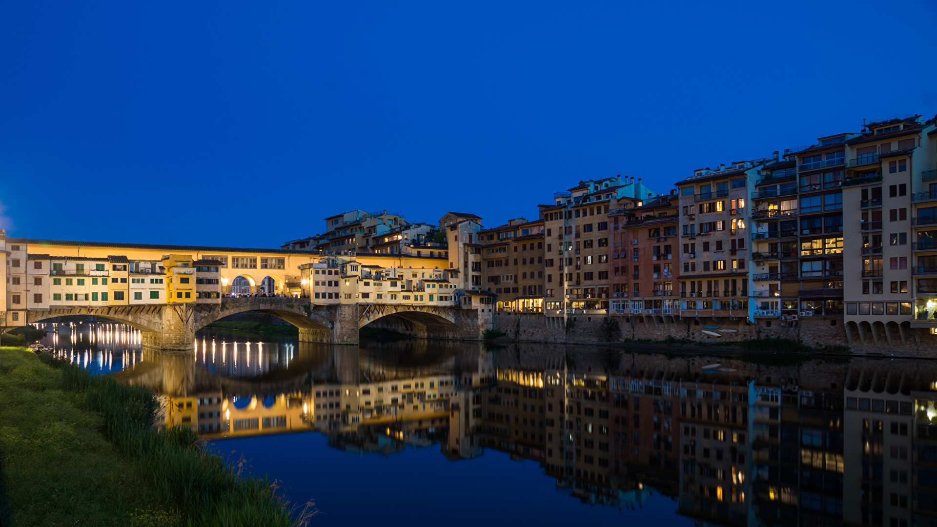 Images Florence Italy Bridges Rivers Evening Cities 1920x1080