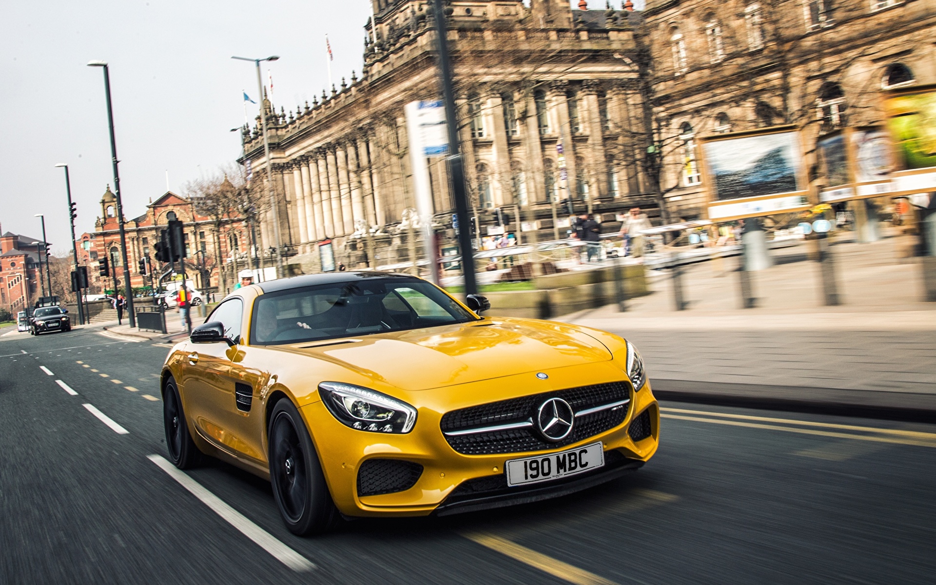 Фотография Mercedes-Benz 2015 AMG GT S UK-spec C190 желтая 1920x1200