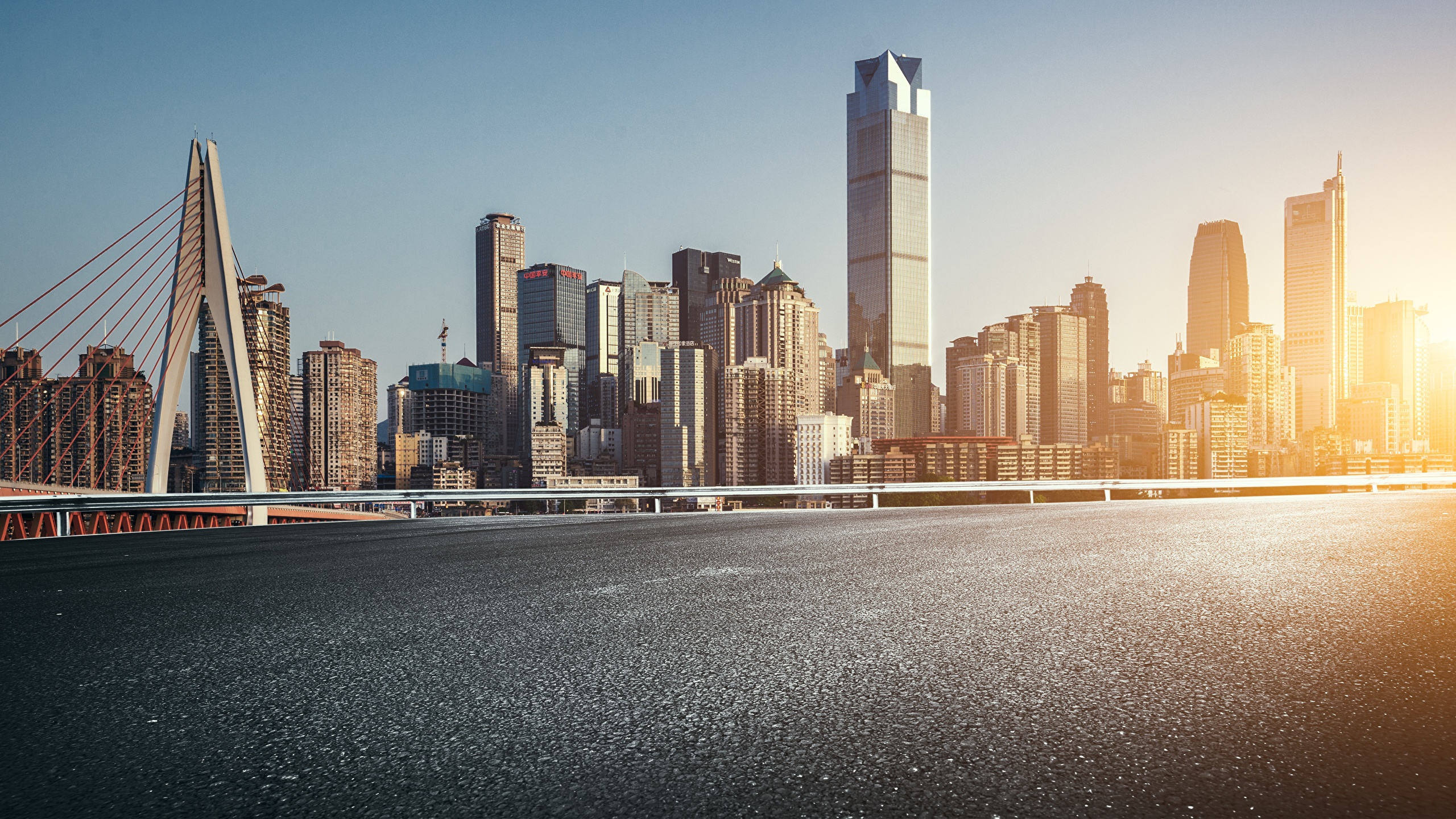 壁紙 2560x1440 海岸 住宅 橋 超高層建築物 中華人民共和国 Chongqing 都市 ダウンロード 写真