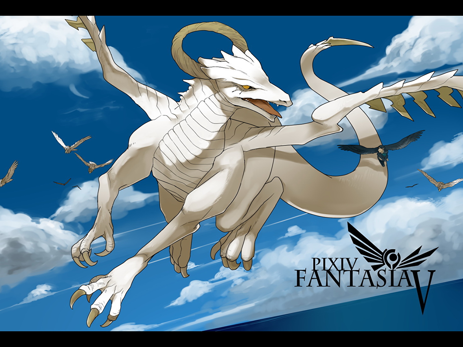 Фото Pixiv Fantasia белый дракон Аниме 1600x1200