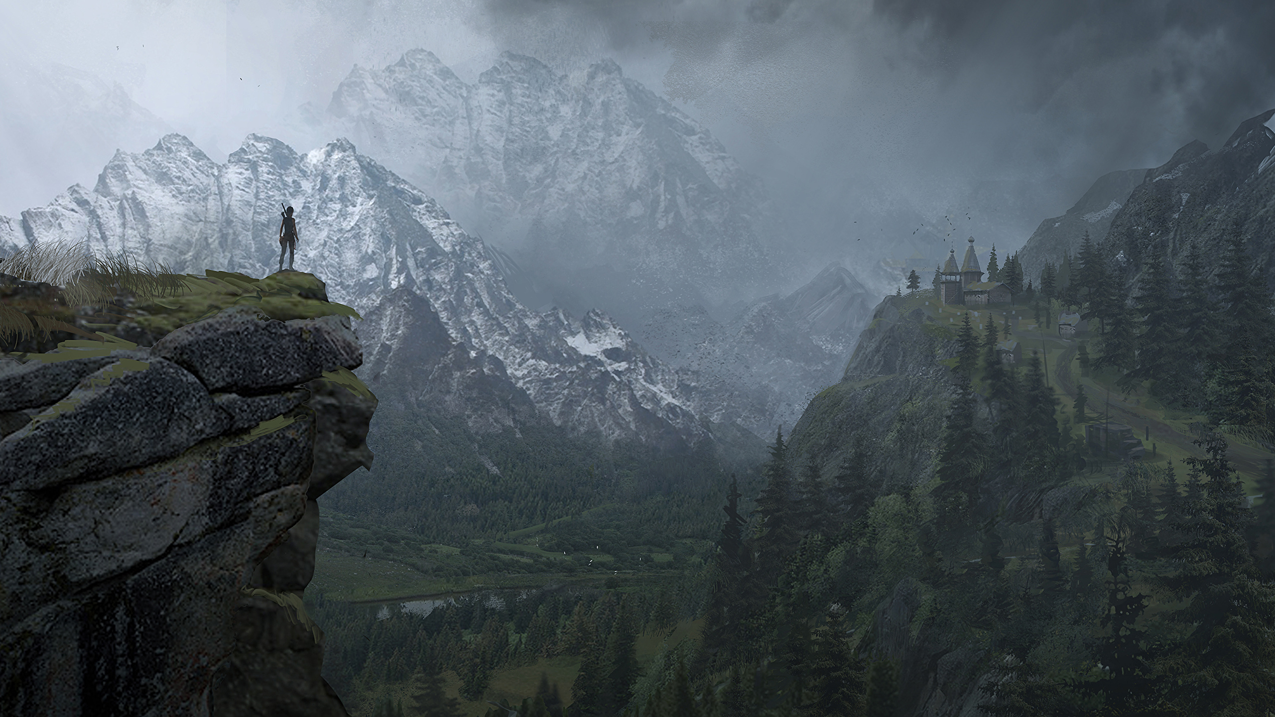 Фото Rise of the Tomb Raider гора Скала Пейзаж 2560x1440