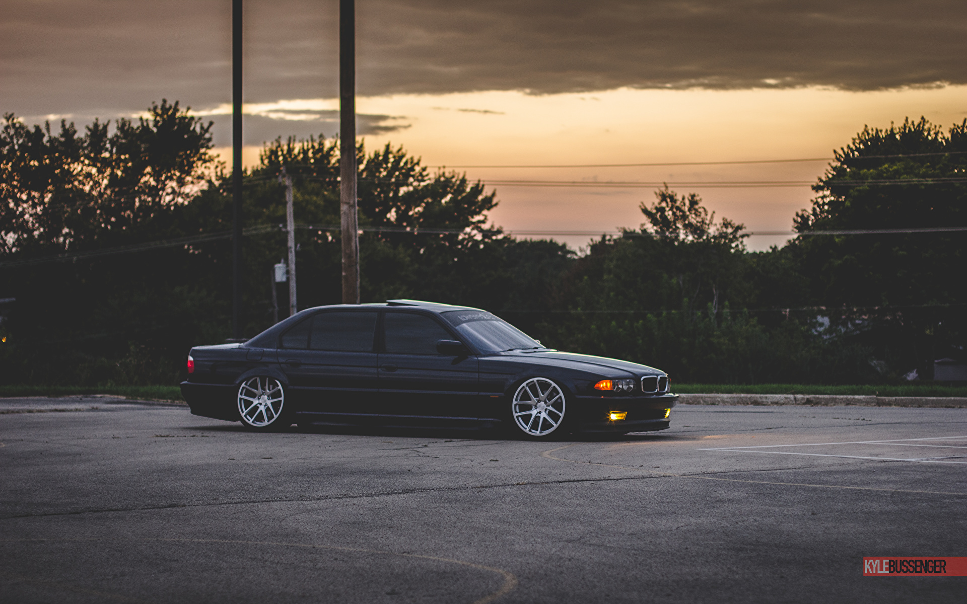 Picture BMW E38 Stance tuning 740iL Black automobile 1920x1200