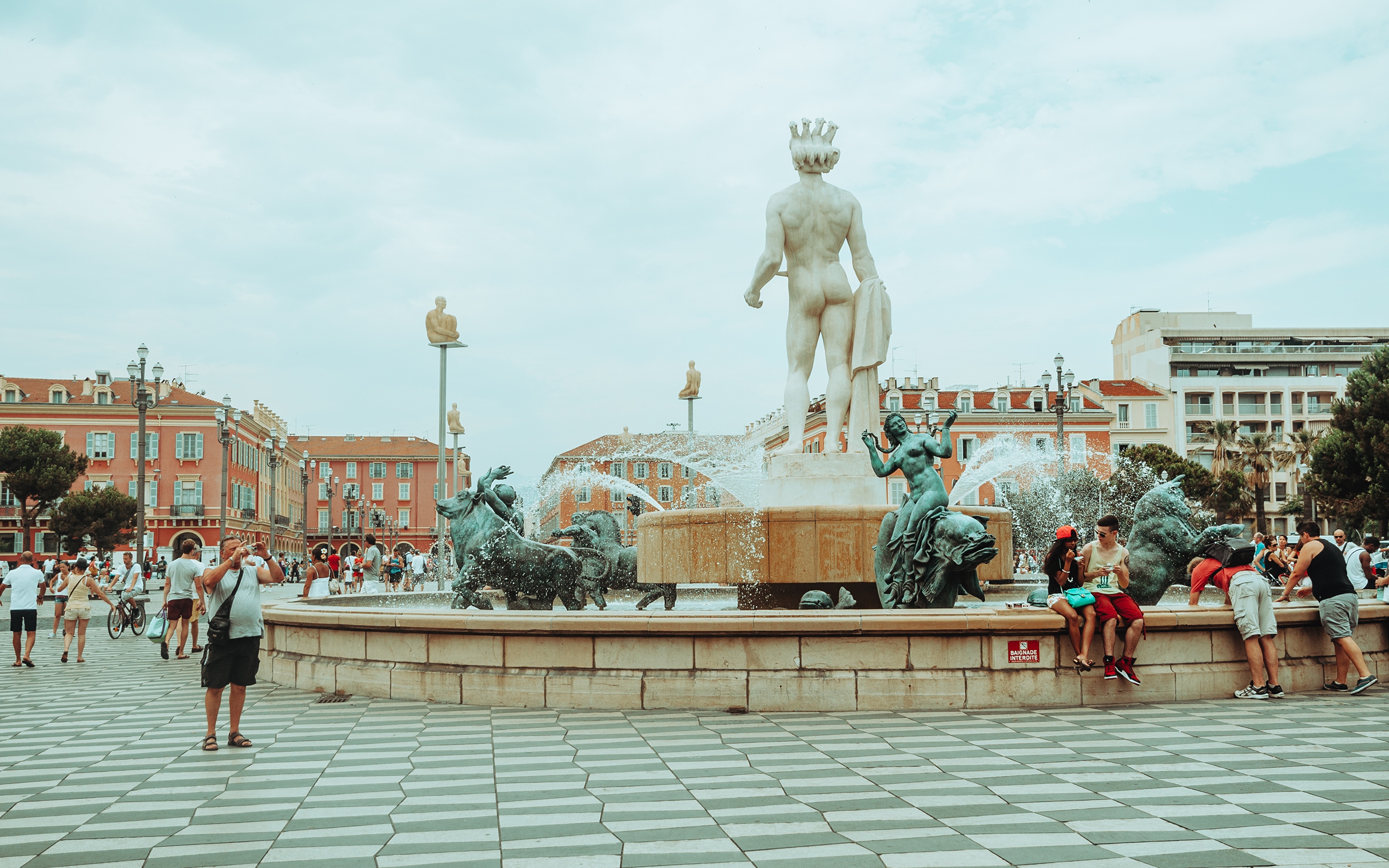Sfondi Francia Fontane Piazza della città Place de Massena, Nice, Fountain Sun, Apollo Città La scultura 3840x2400
