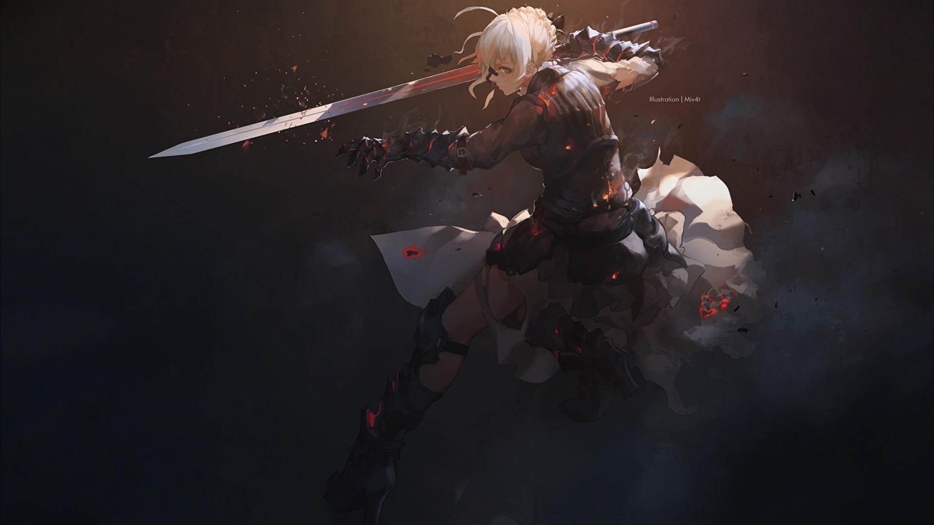 Photo Fate Stay Night Swords Blonde Girl Warriors Saber 19x1080